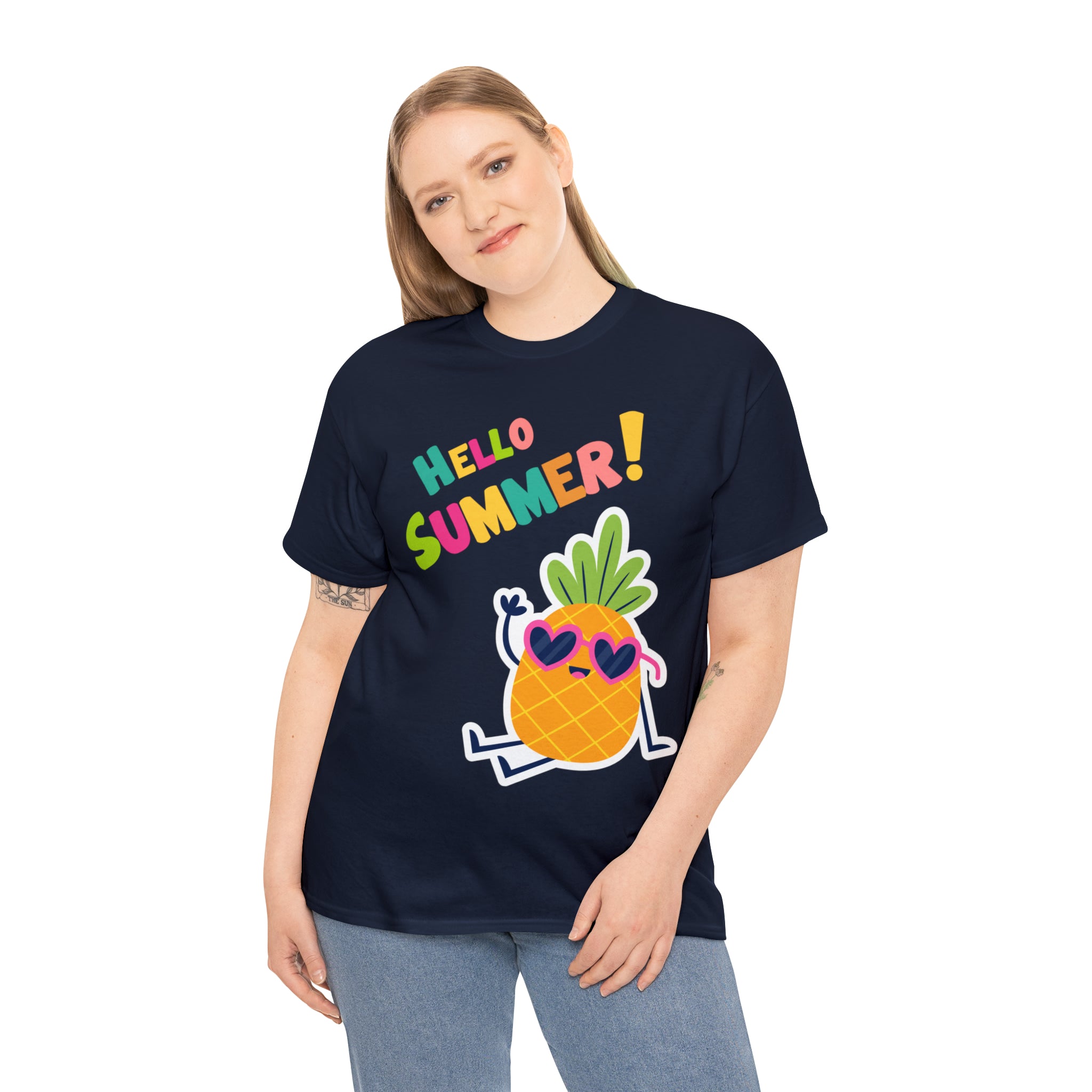 Hello Pineapple Summer Unisex Heavy Cotton Tee