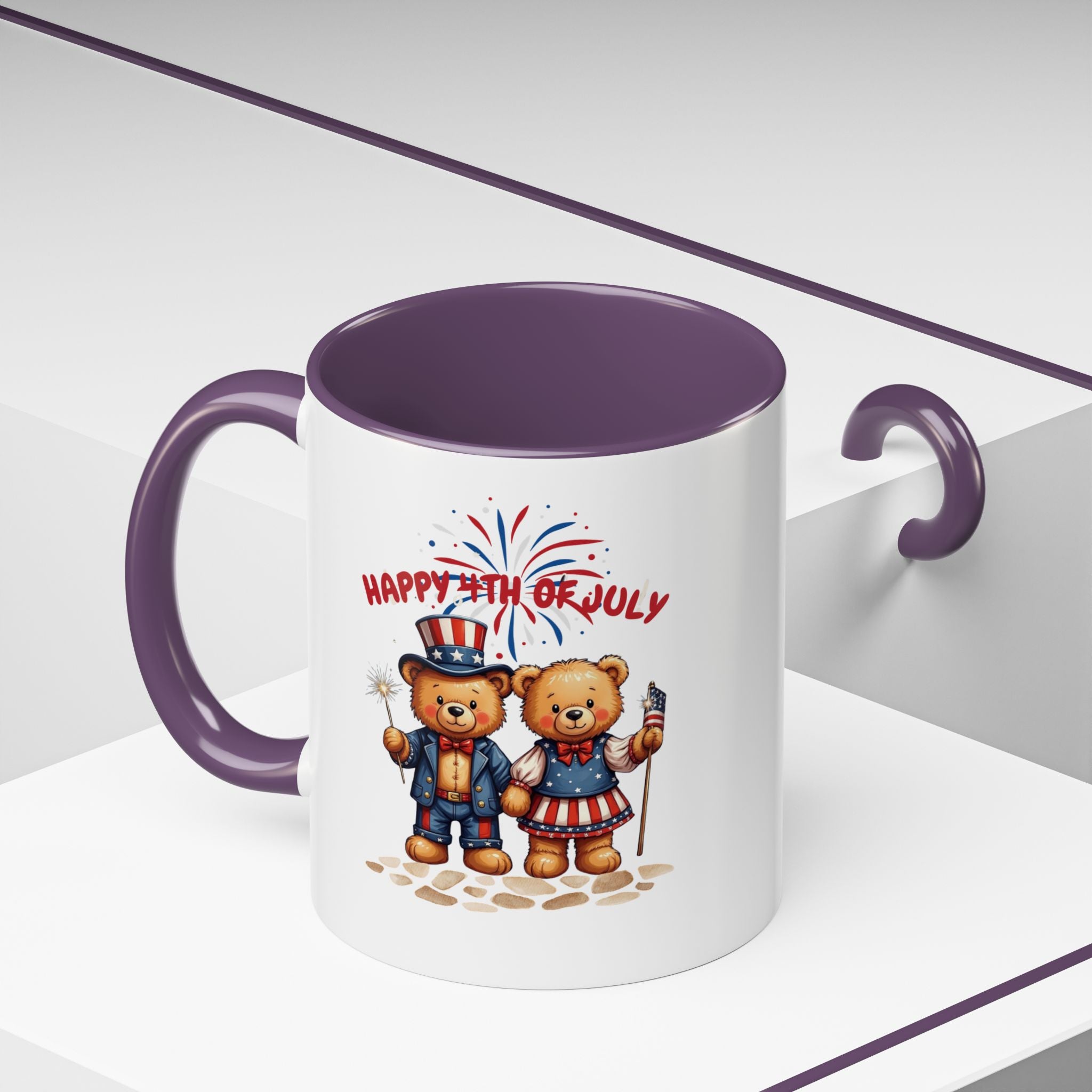 Happy 4th of July Teddy Bear Couple Coffee Mug