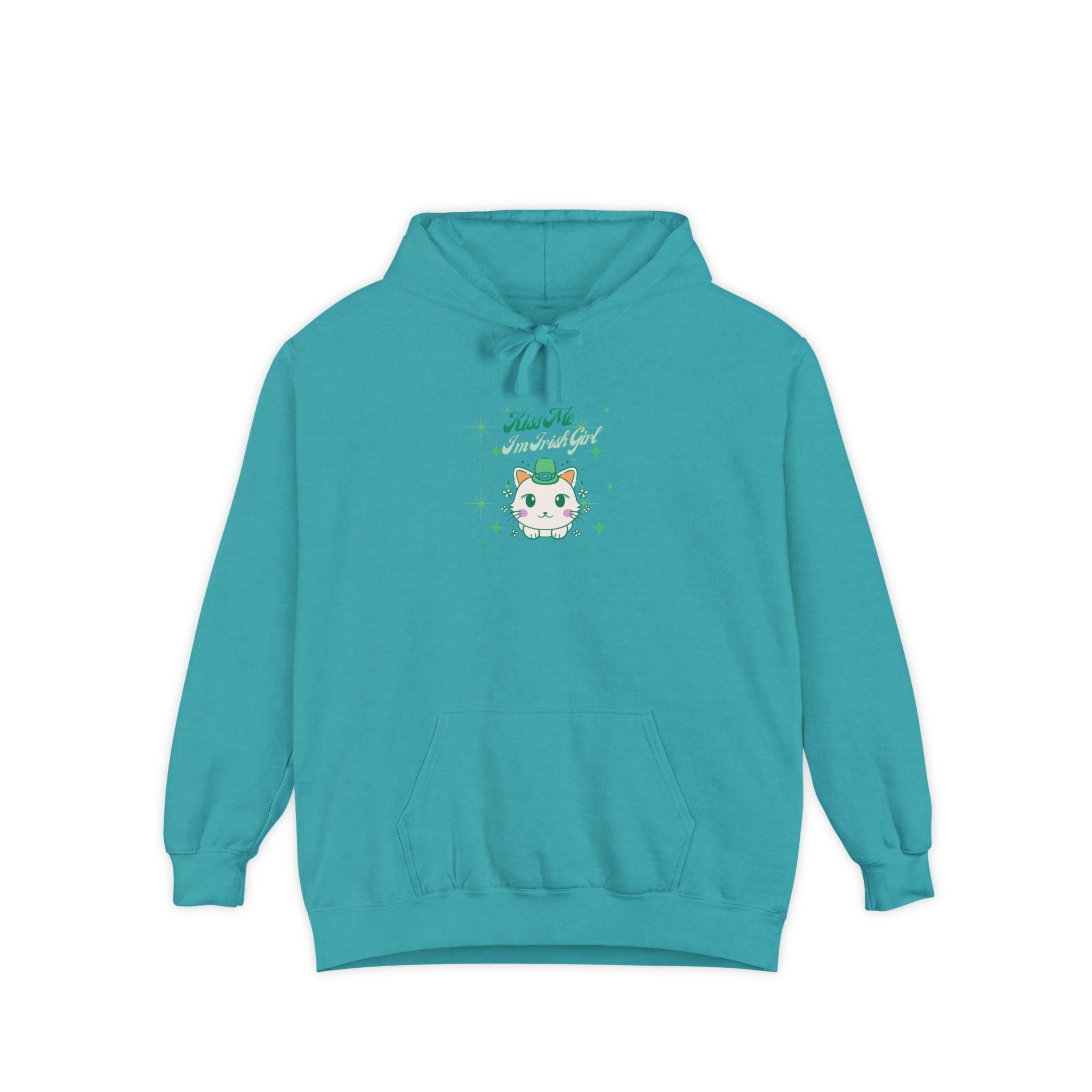 Kiss Me I'm Irish Cat Unisex Garment-Dyed Hoodie