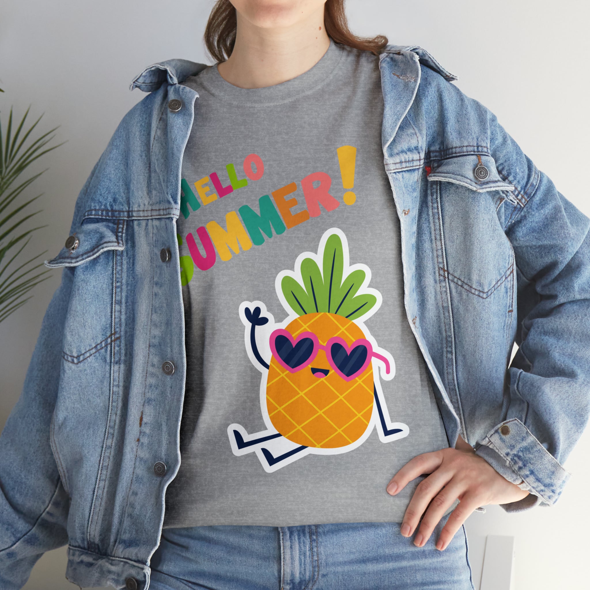 Hello Pineapple Summer Unisex Heavy Cotton Tee