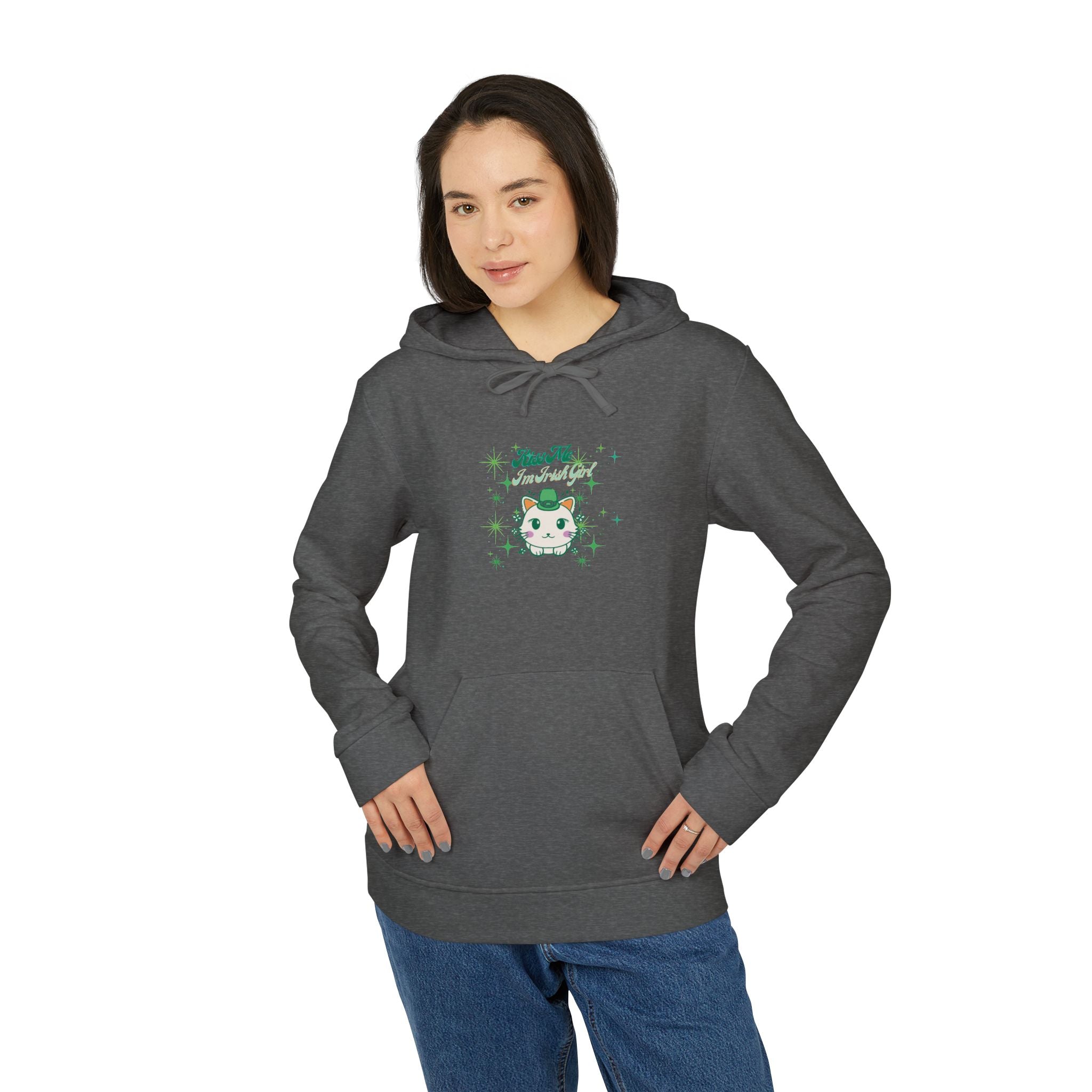 Kiss Me I'm Irish Cat Adidas Fleece Hoodie