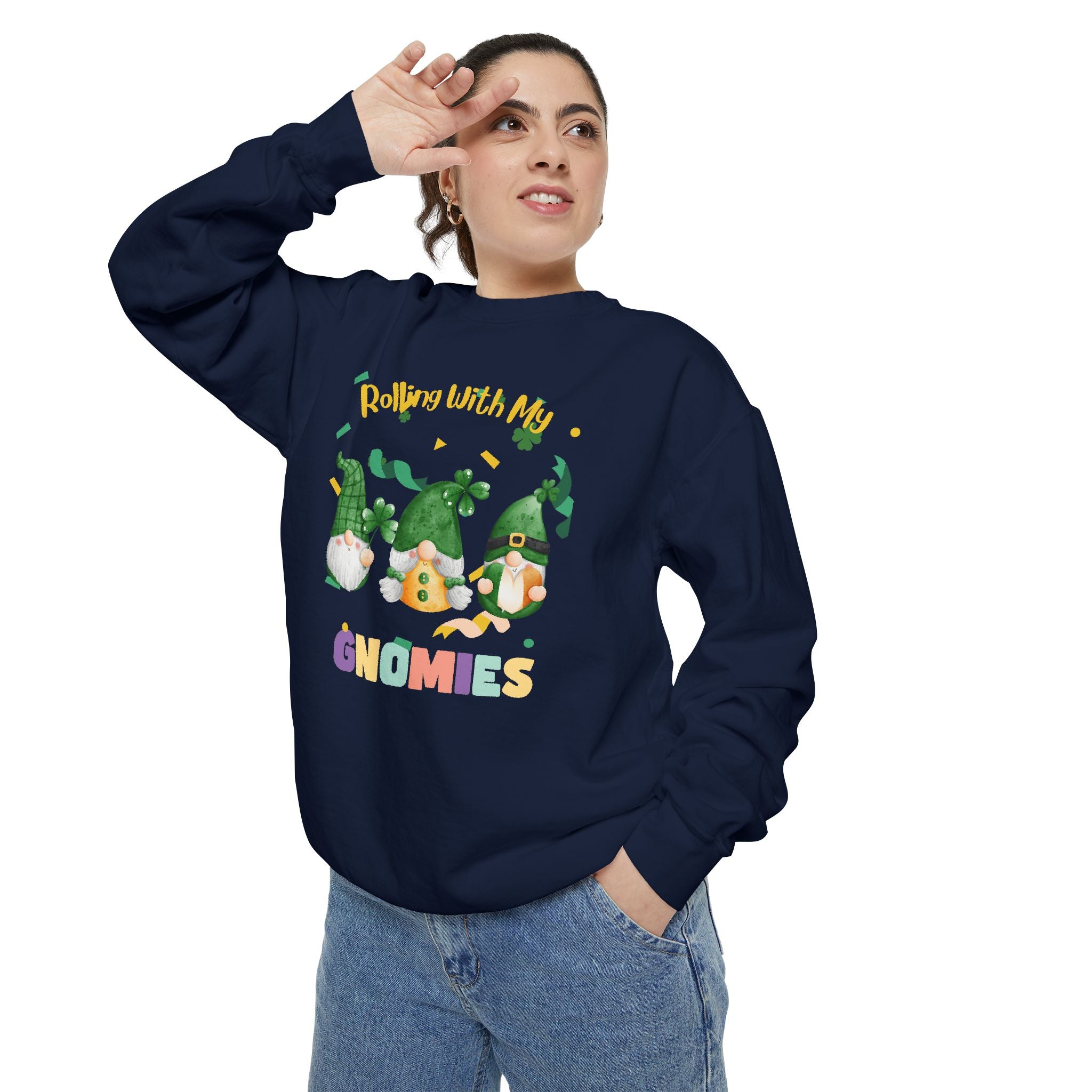 Rolling With My Gnomies Sweatshirt - Unisex Garment-Dyed Cozy Apparel