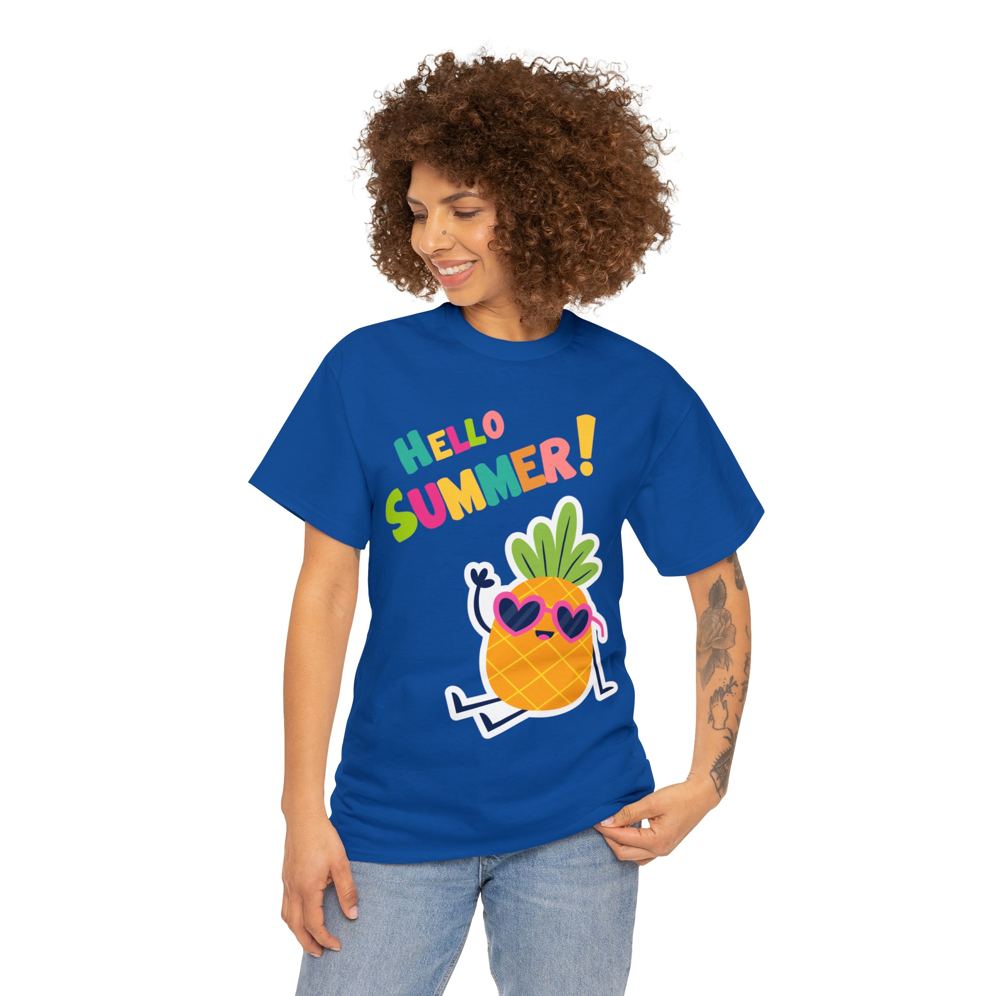 Hello Pineapple Summer Unisex Heavy Cotton Tee