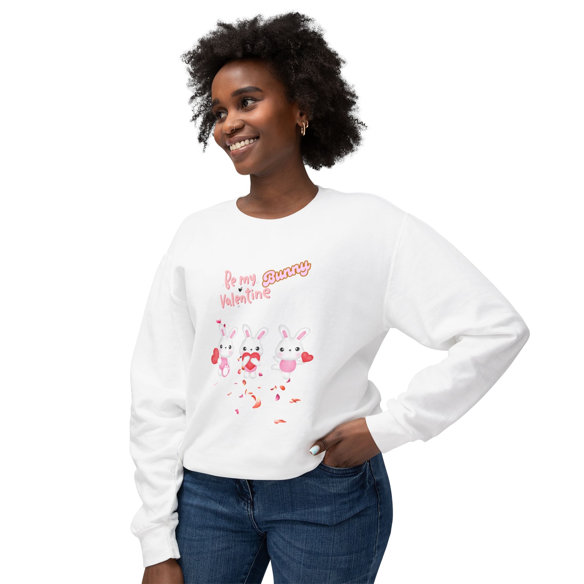 My Bunny Valentine Unisex Lightweight Crewneck Sweatshirt