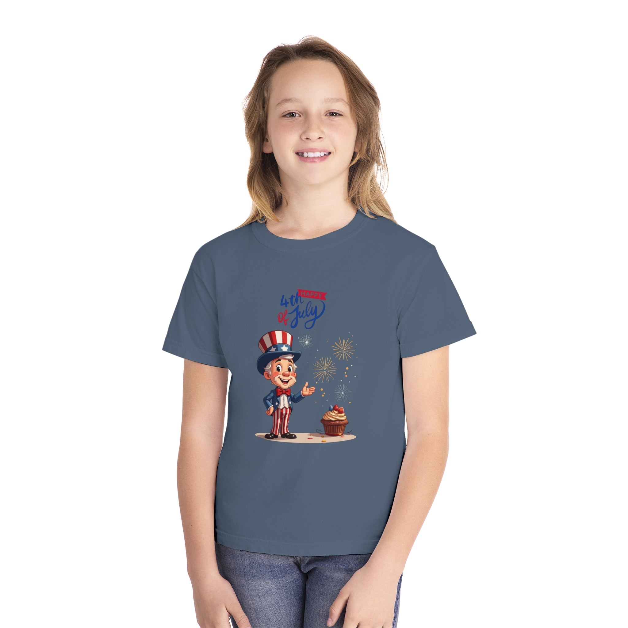 Uncle Sam Happy 4th of July Youth Midweight Tee