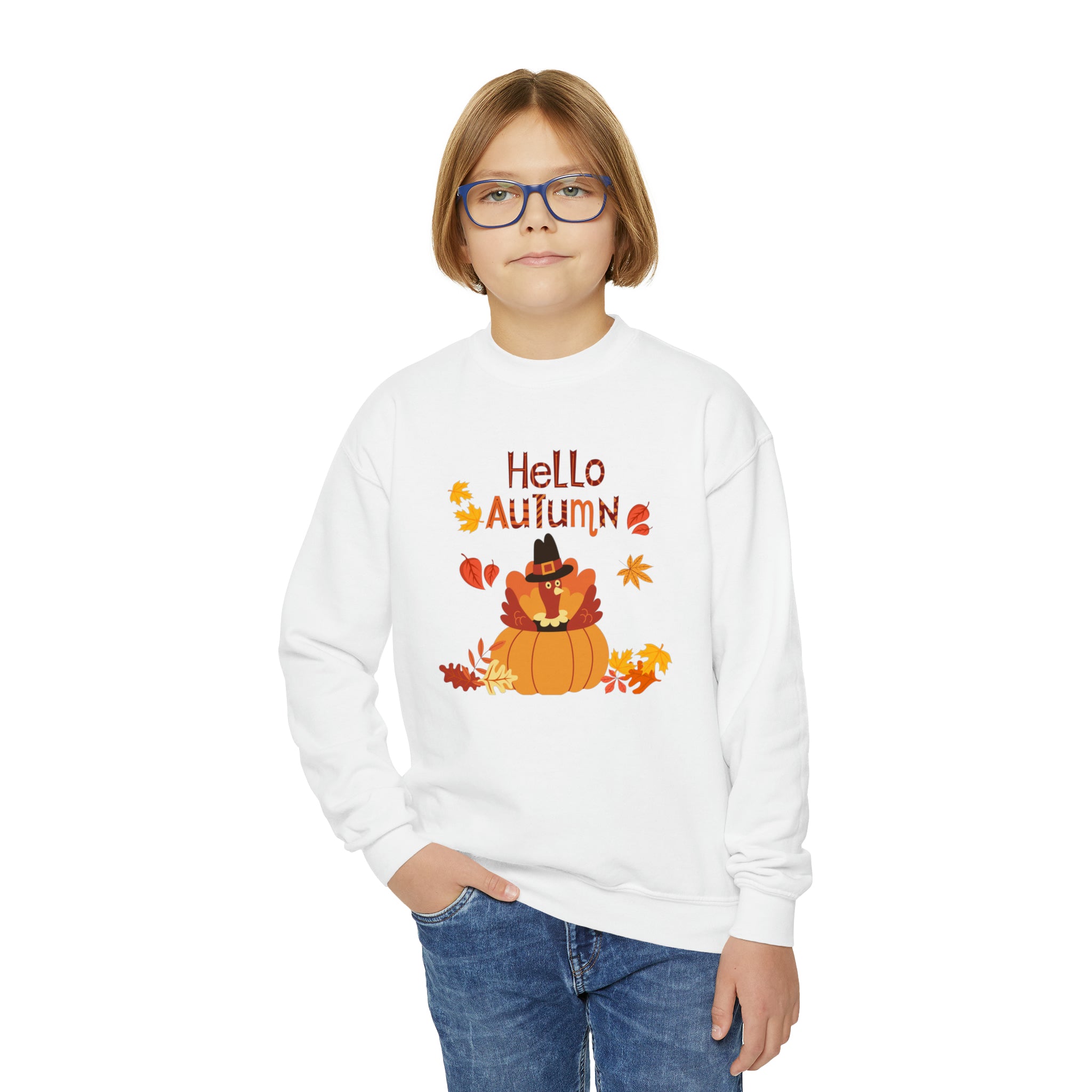 Hello Autumn Youth Crewneck Sweatshirt