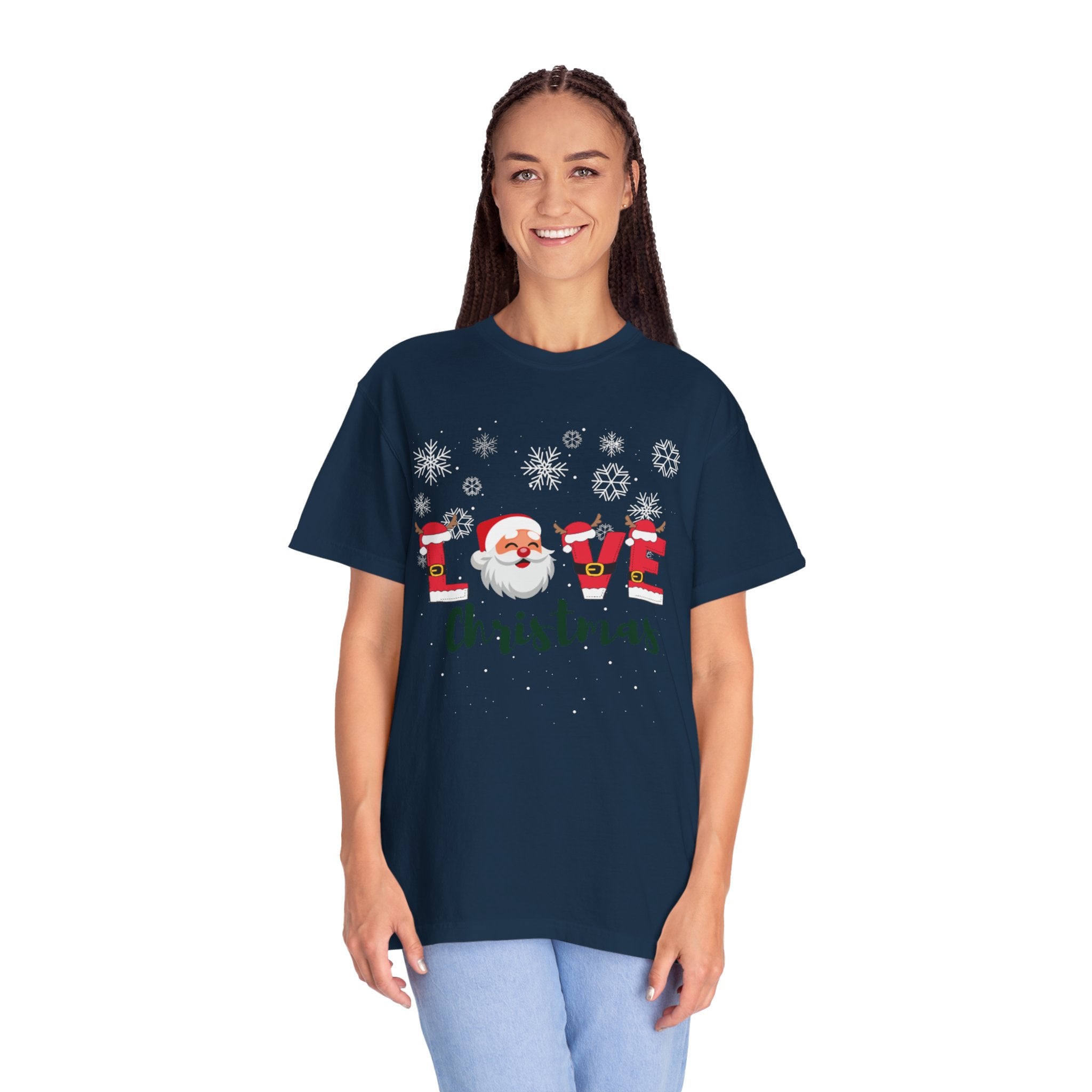 Santa Claus Loves Christmas Unisex Garment-Dyed T-shirt