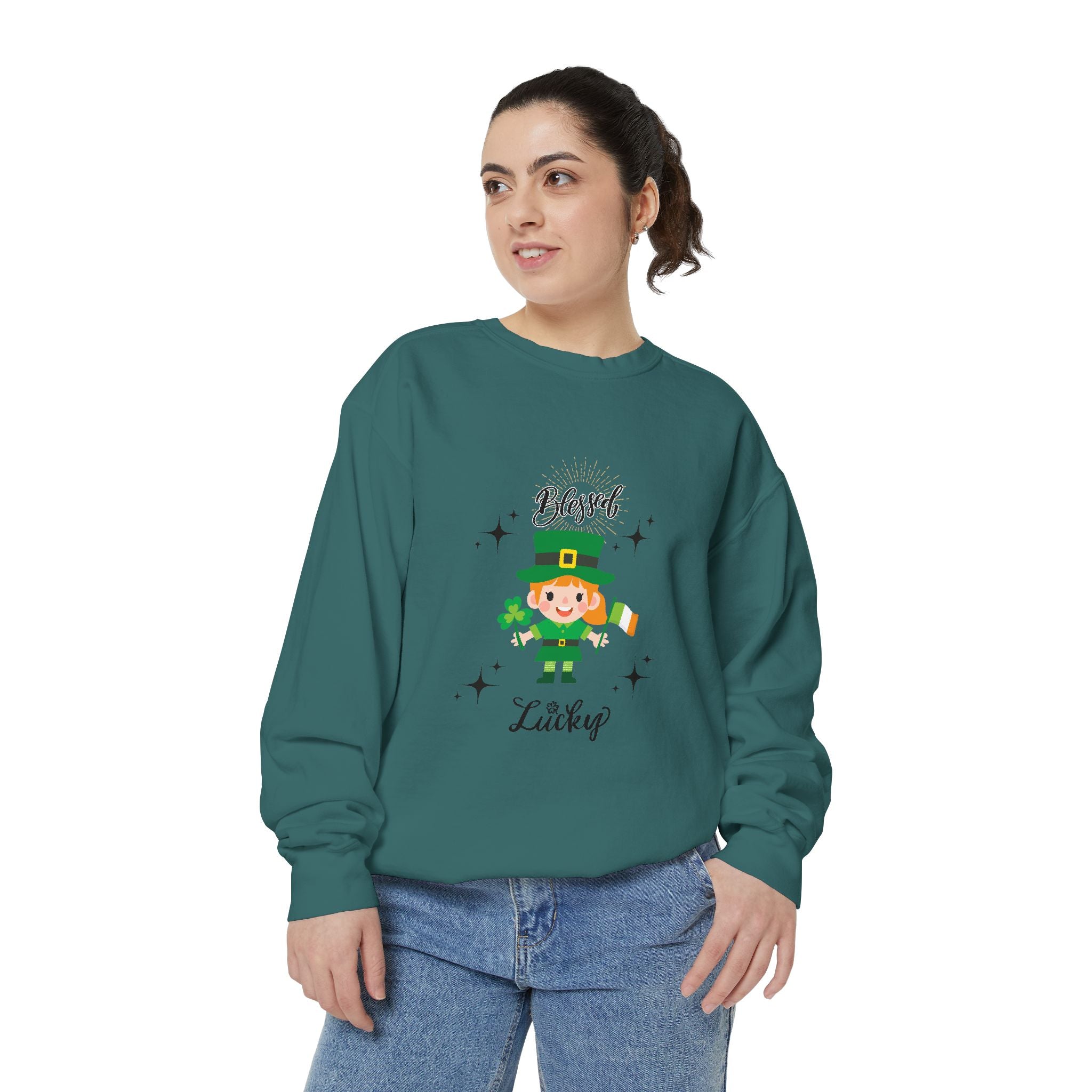 Blessed & Lucky Unisex Garment-Dyed Sweatshirt