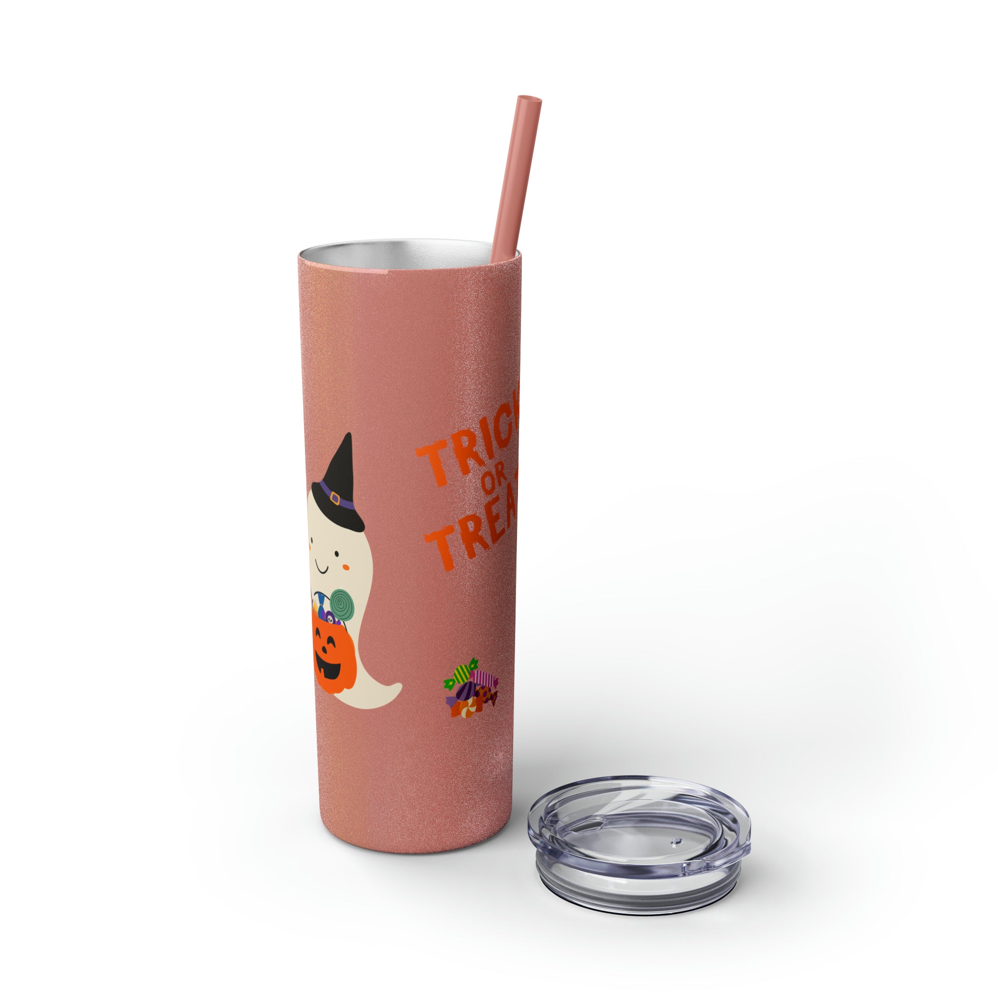 Trick or Treat Skinny Tumbler with Straw, 20oz