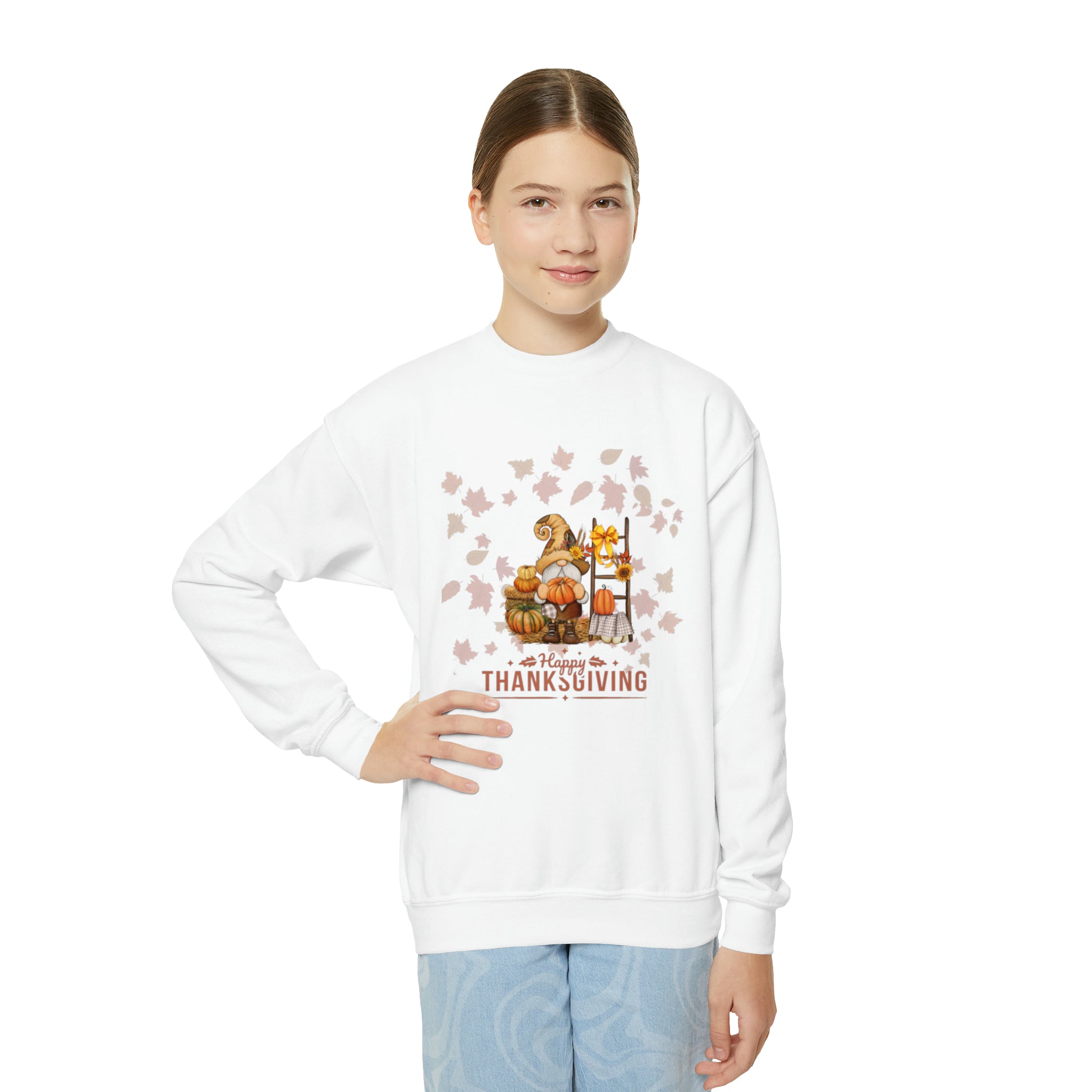 Gnome Happy Thanksgiving Youth Crewneck Sweatshirt