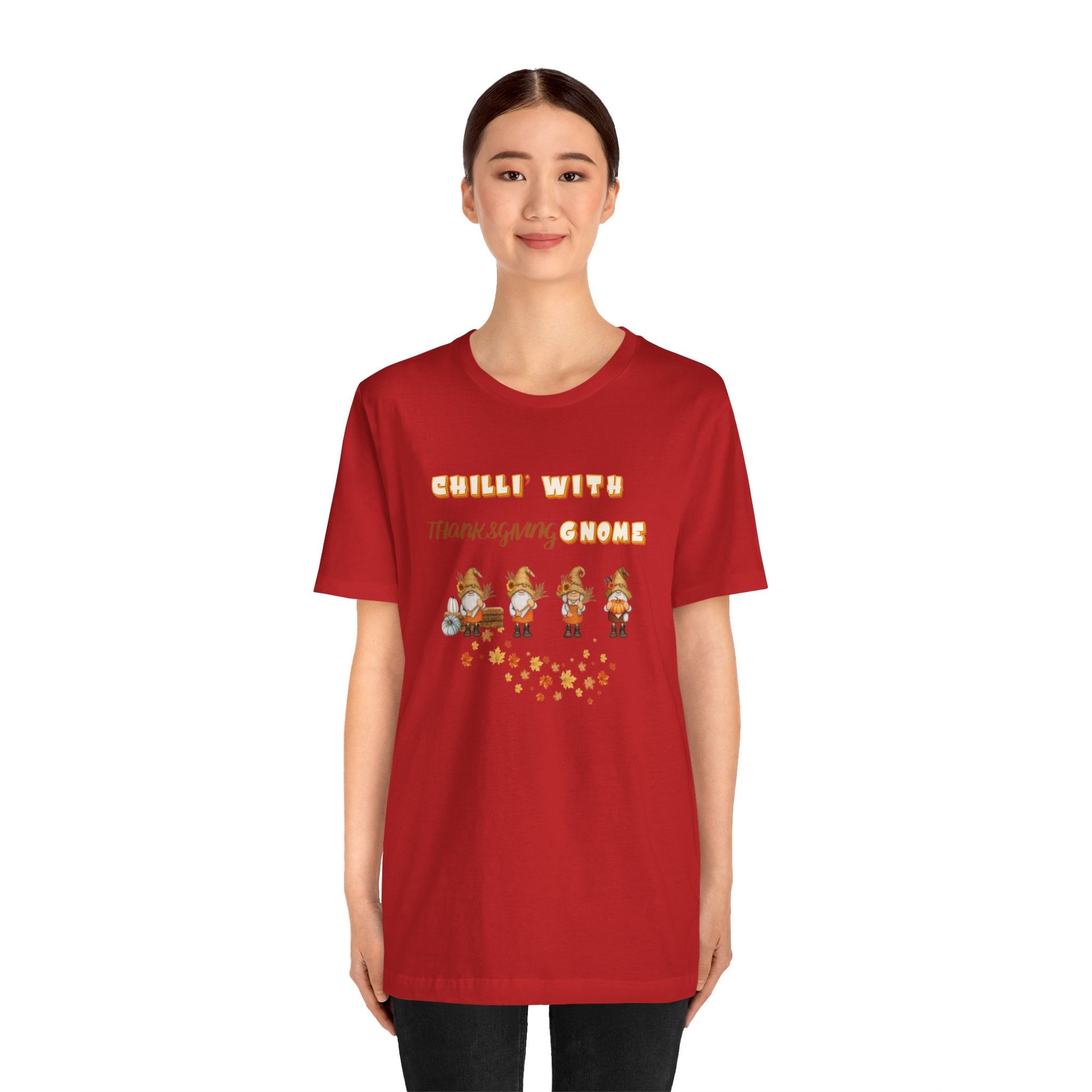 Chilli' With Thanksgiving Gnome Unisex Jersey Short Sleeve Tee