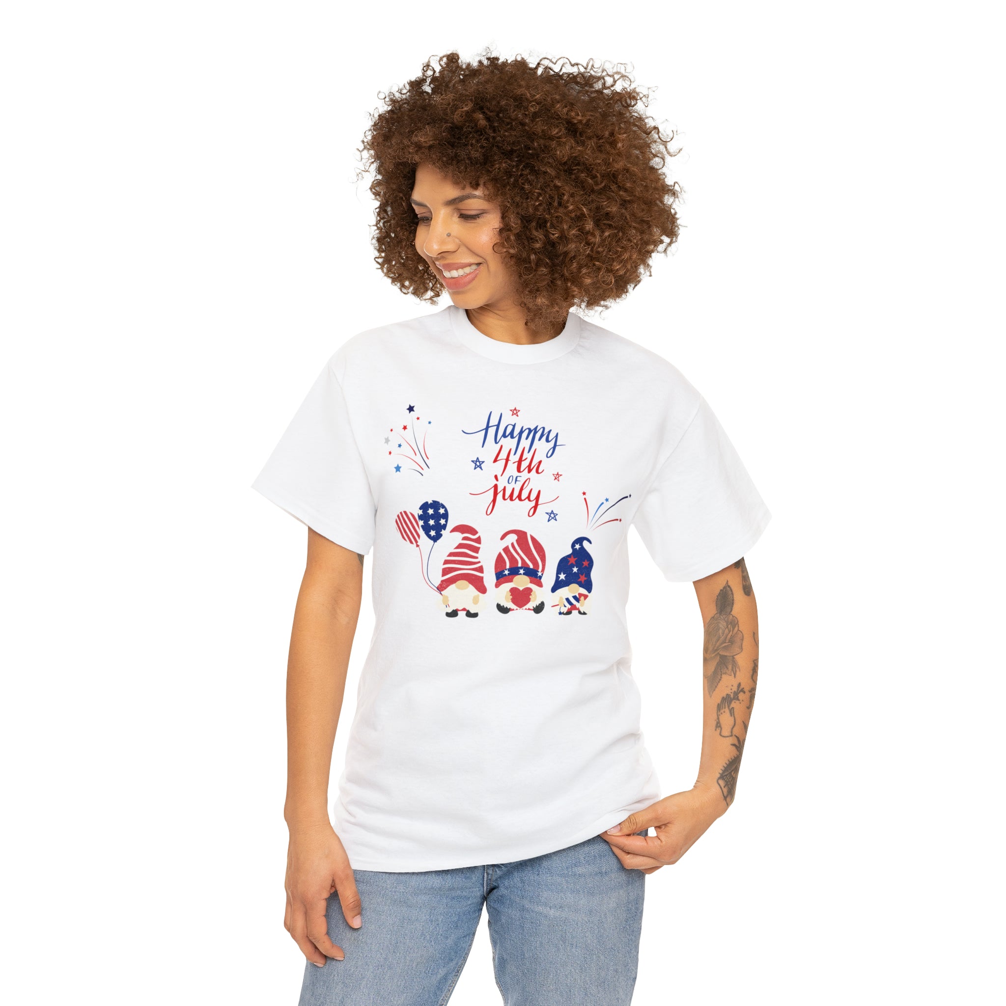 Happy 4th Of July Gnome Unisex Heavy Cotton Tee