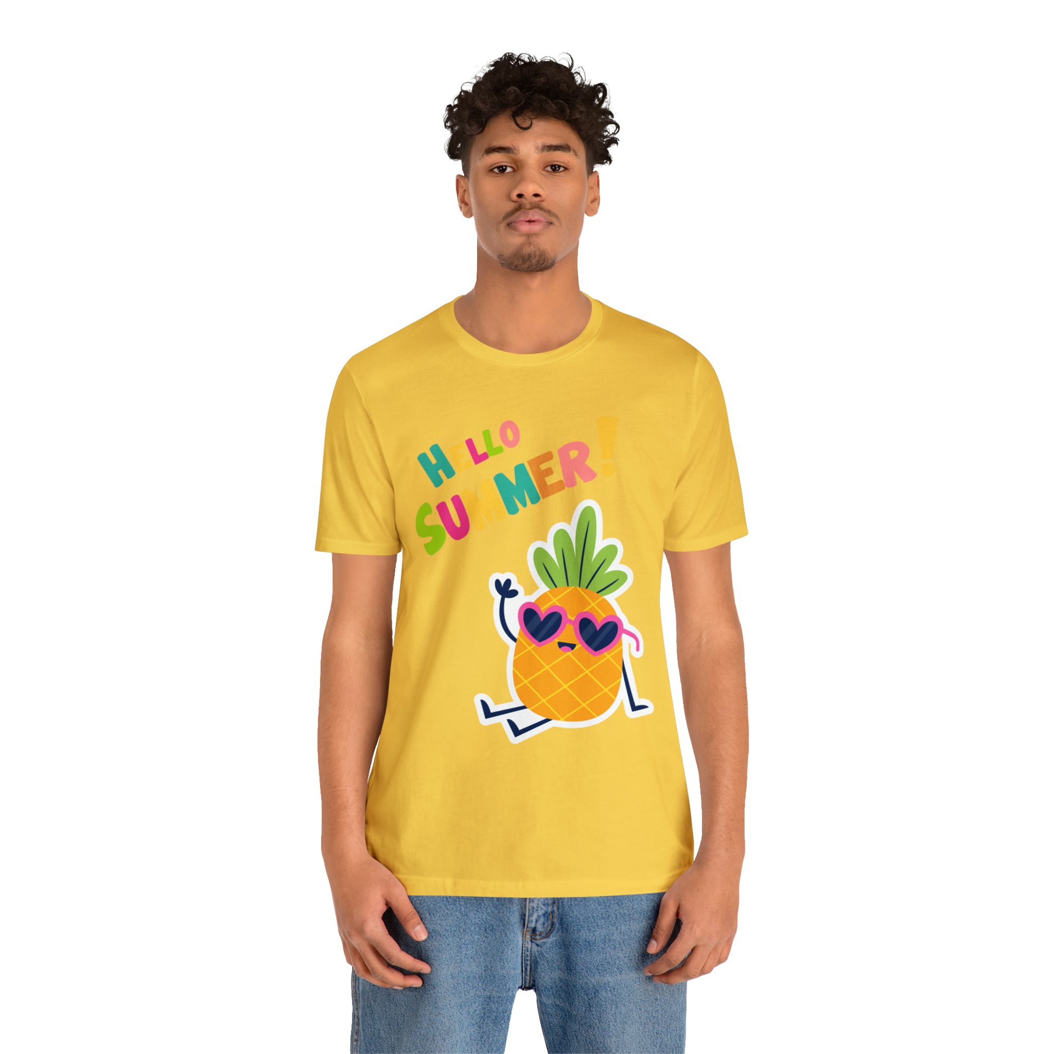 Hello Pineapple Summer Unisex Jersey Short Sleeve Tee