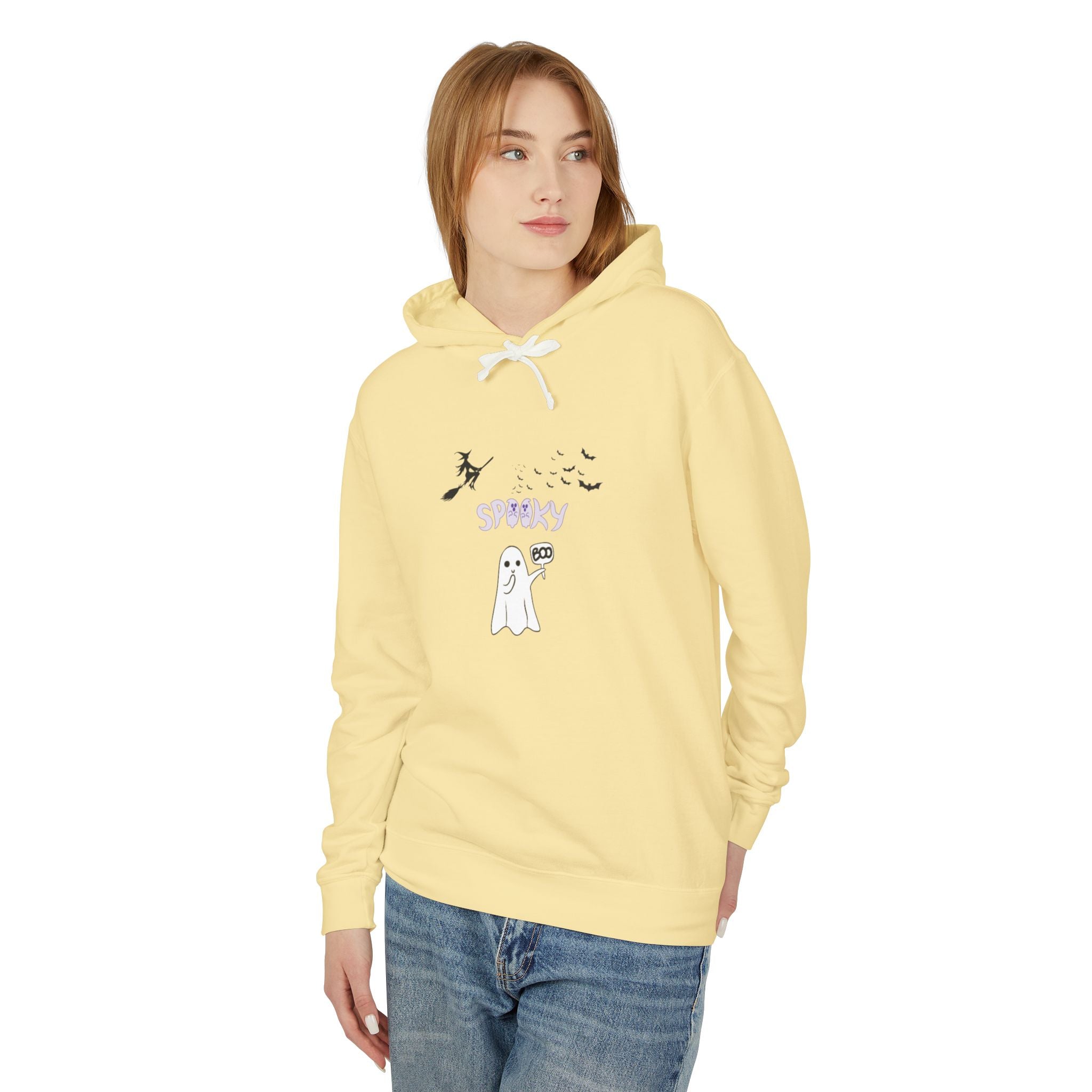 Spooky Boo Unisex Lightweight Hooded Sweatshirt