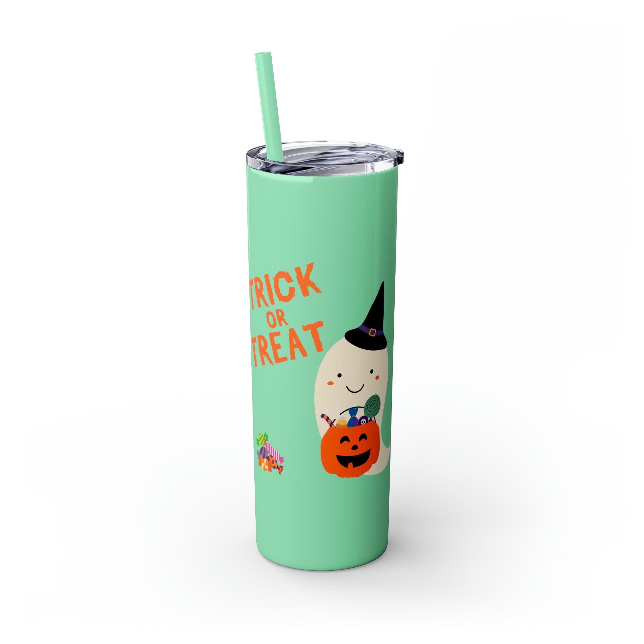 Trick or Treat Skinny Tumbler with Straw, 20oz