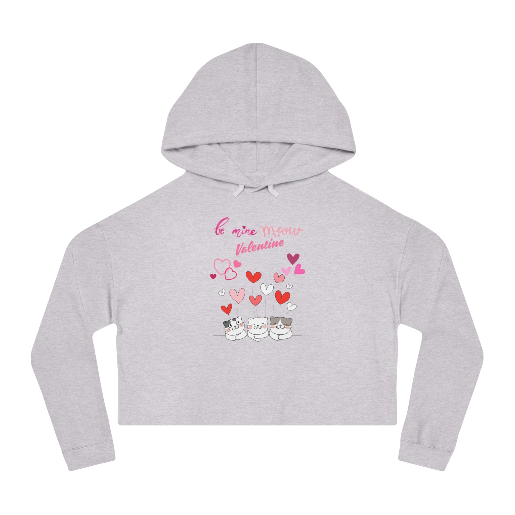 Meow Valentine's Day Women’s Cropped Hooded Sweatshirt