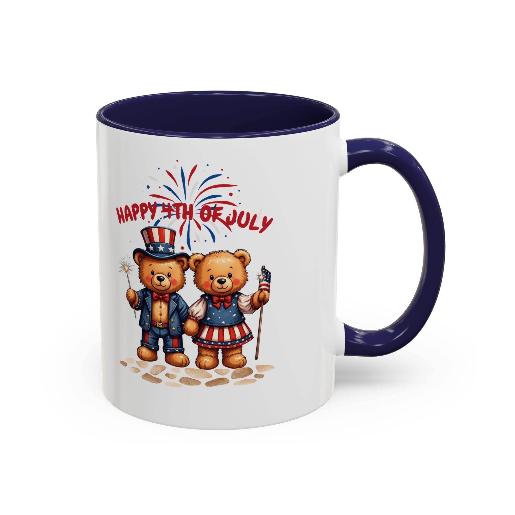 Happy 4th of July Teddy Bear Couple Coffee Mug