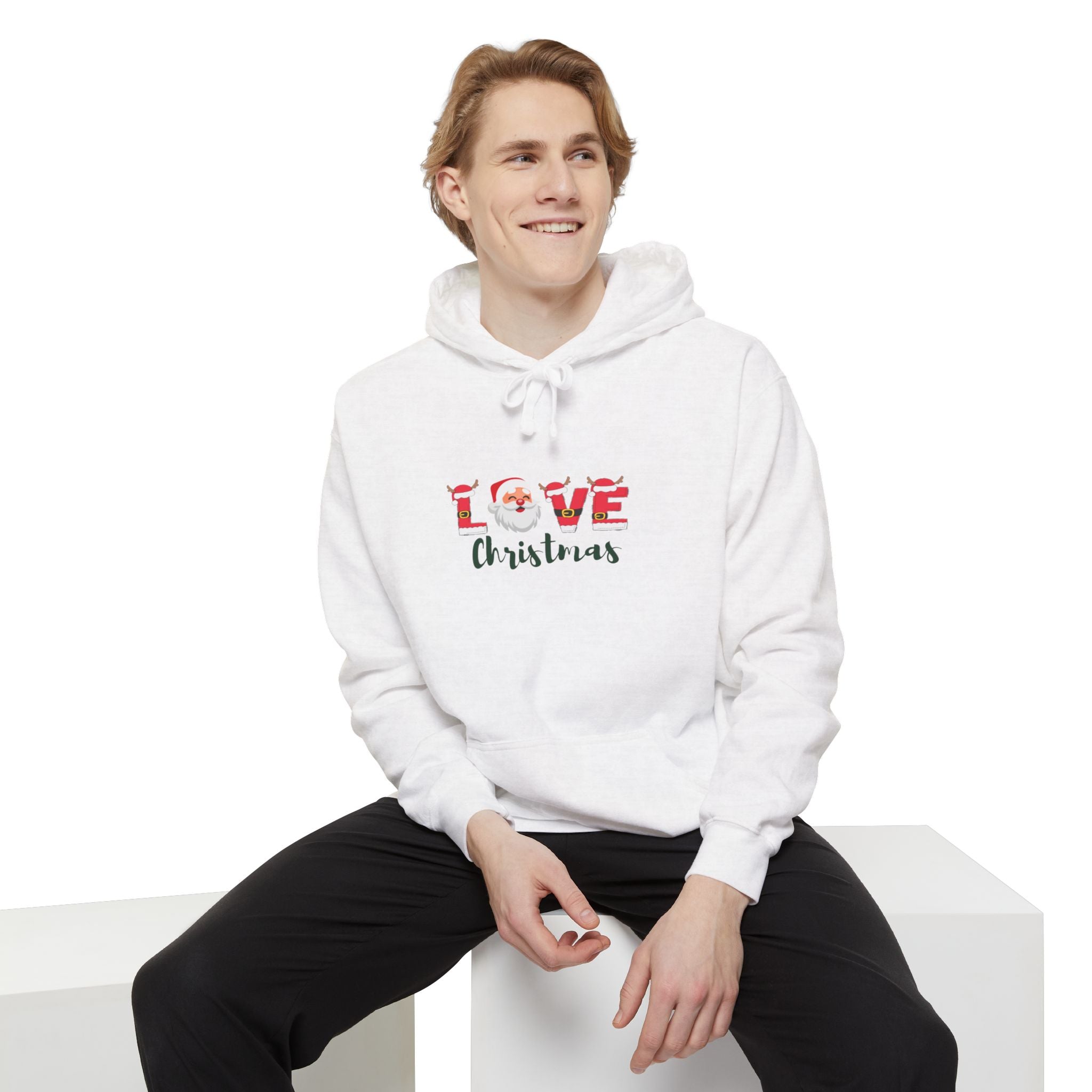 Santa Claus Loves ChristmasUnisex Garment-Dyed Hoodie