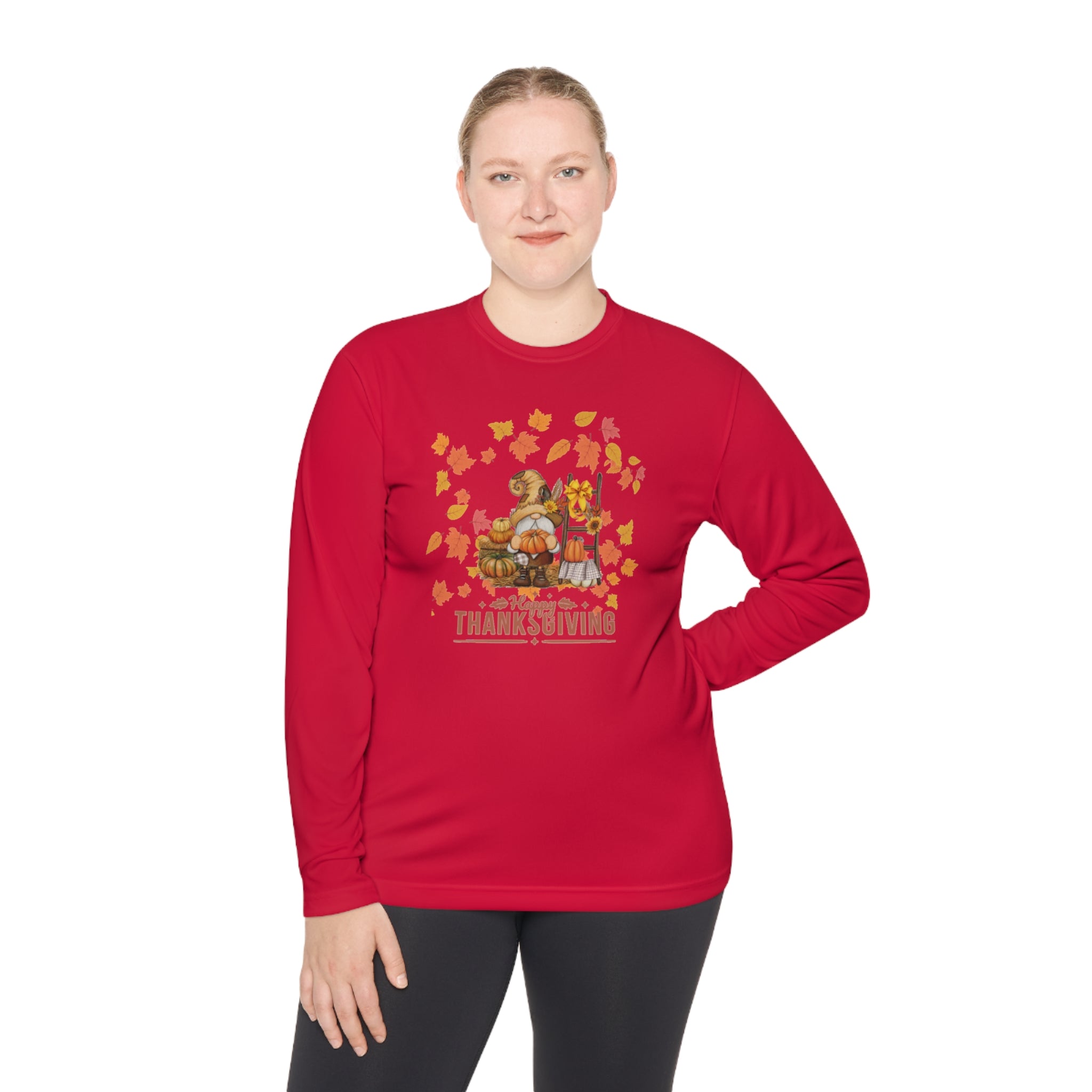 Gnome Happy Thanksgiving Unisex Lightweight Long Sleeve Tee