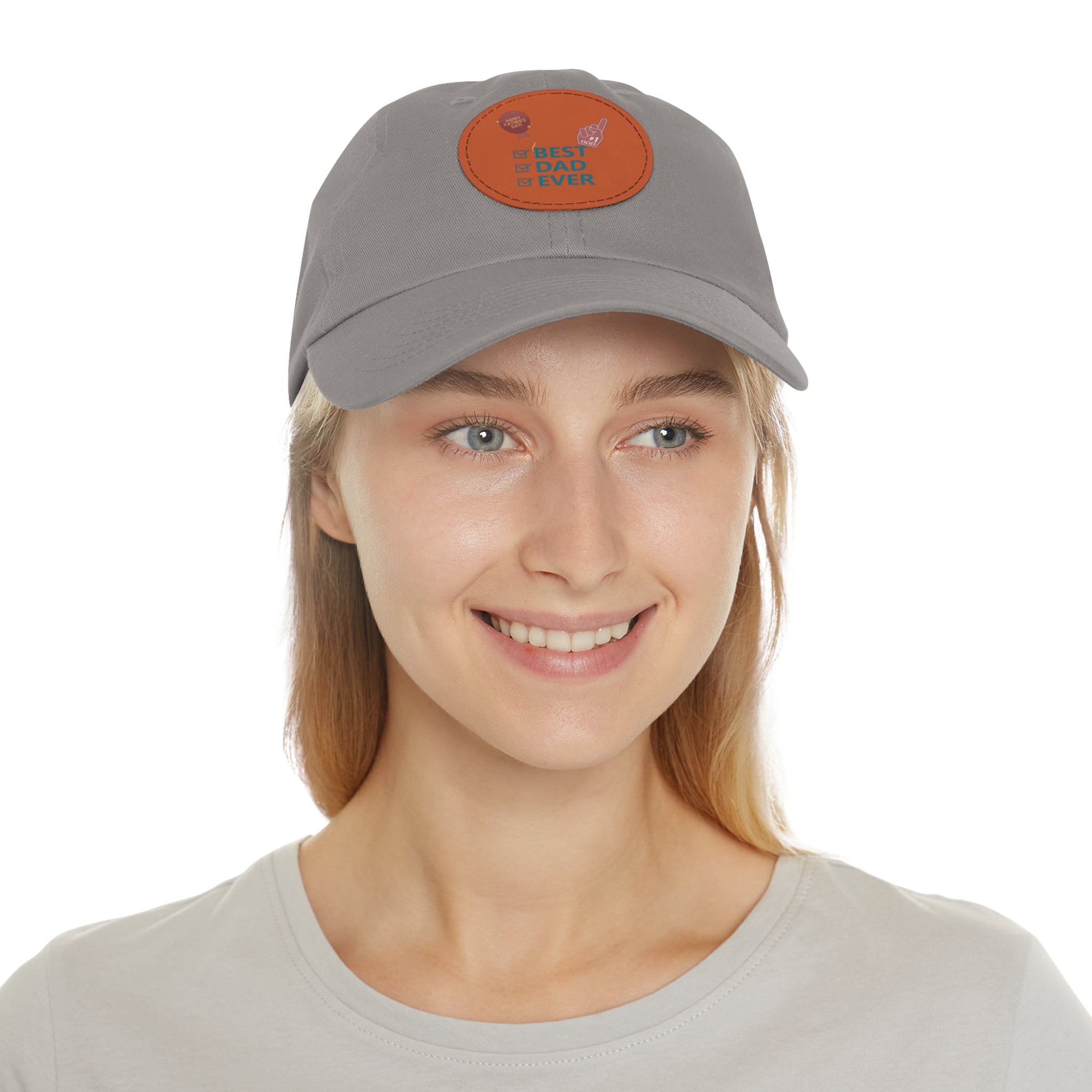 Best Dad Ever Hat with Leather Patch (Round)