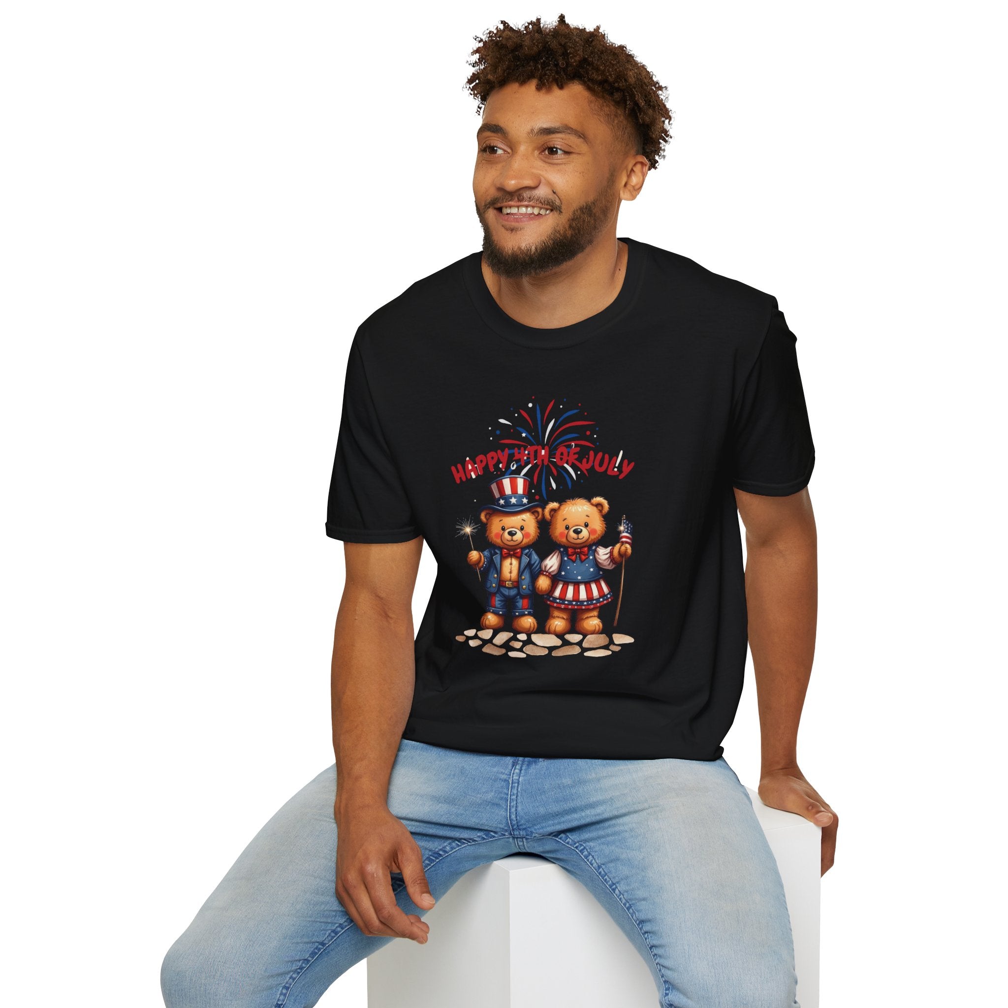 Happy 4th of July Teddy Bear Couple Unisex T-Shirt