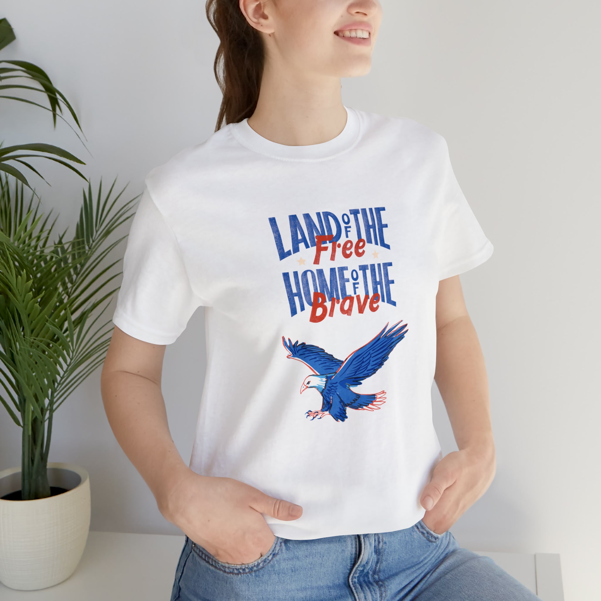 Land Of The Free Home Of The Brave Unisex Jersey Short Sleeve Tee