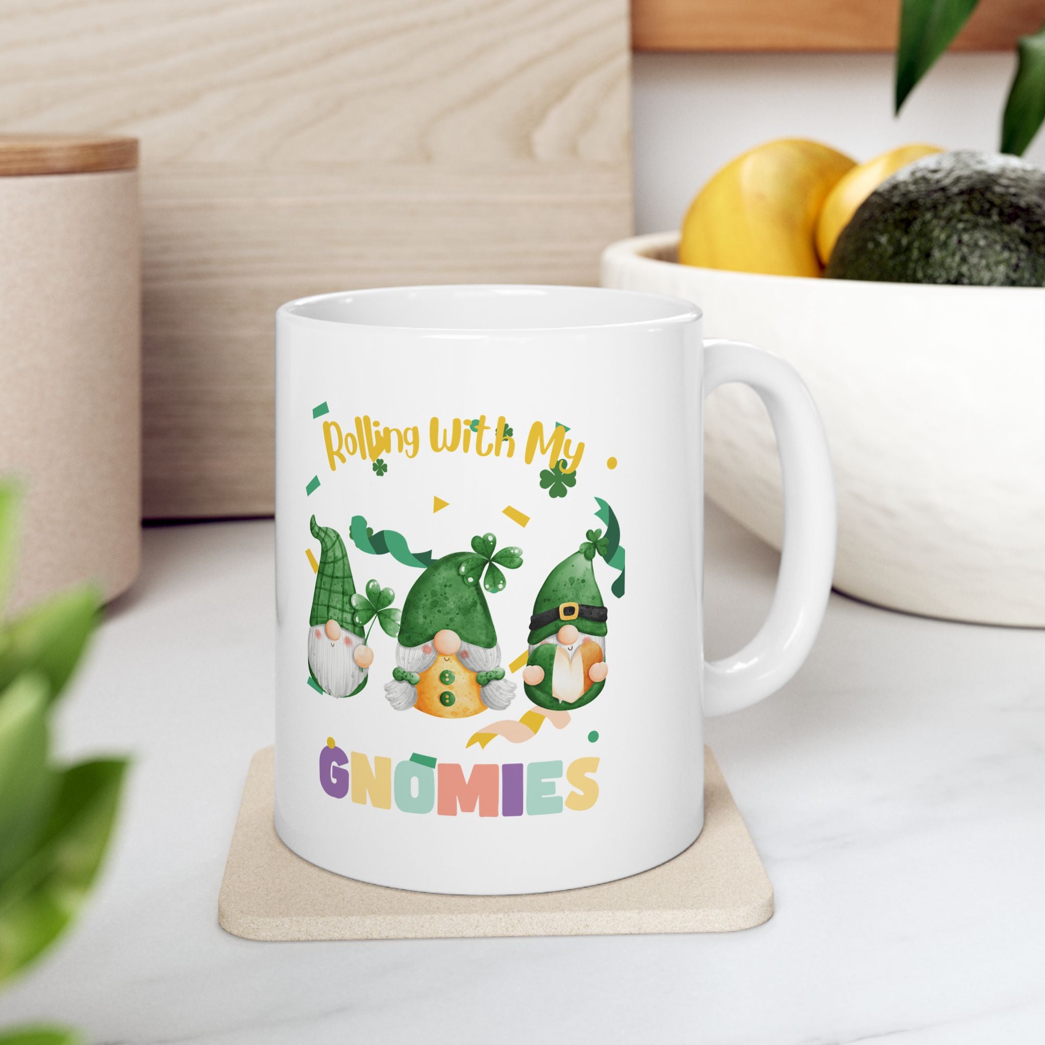 Rolling With My Gnomies Ceramic Mug - Fun Coffee Cup