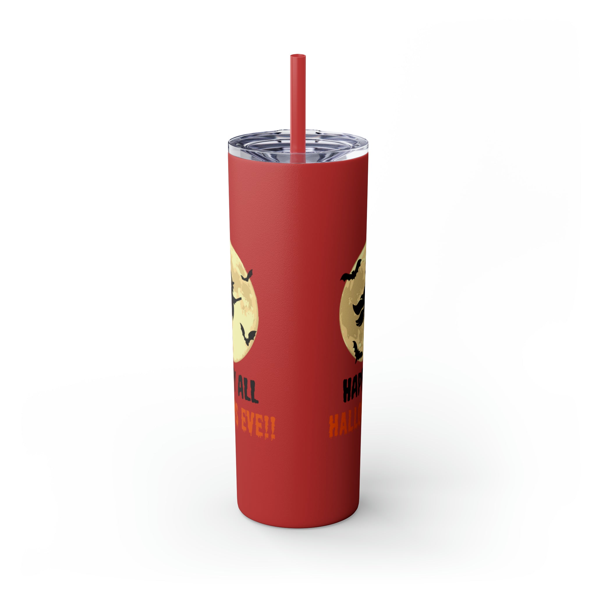 Happy All Hallows Eve Skinny Tumbler with Straw, 20oz