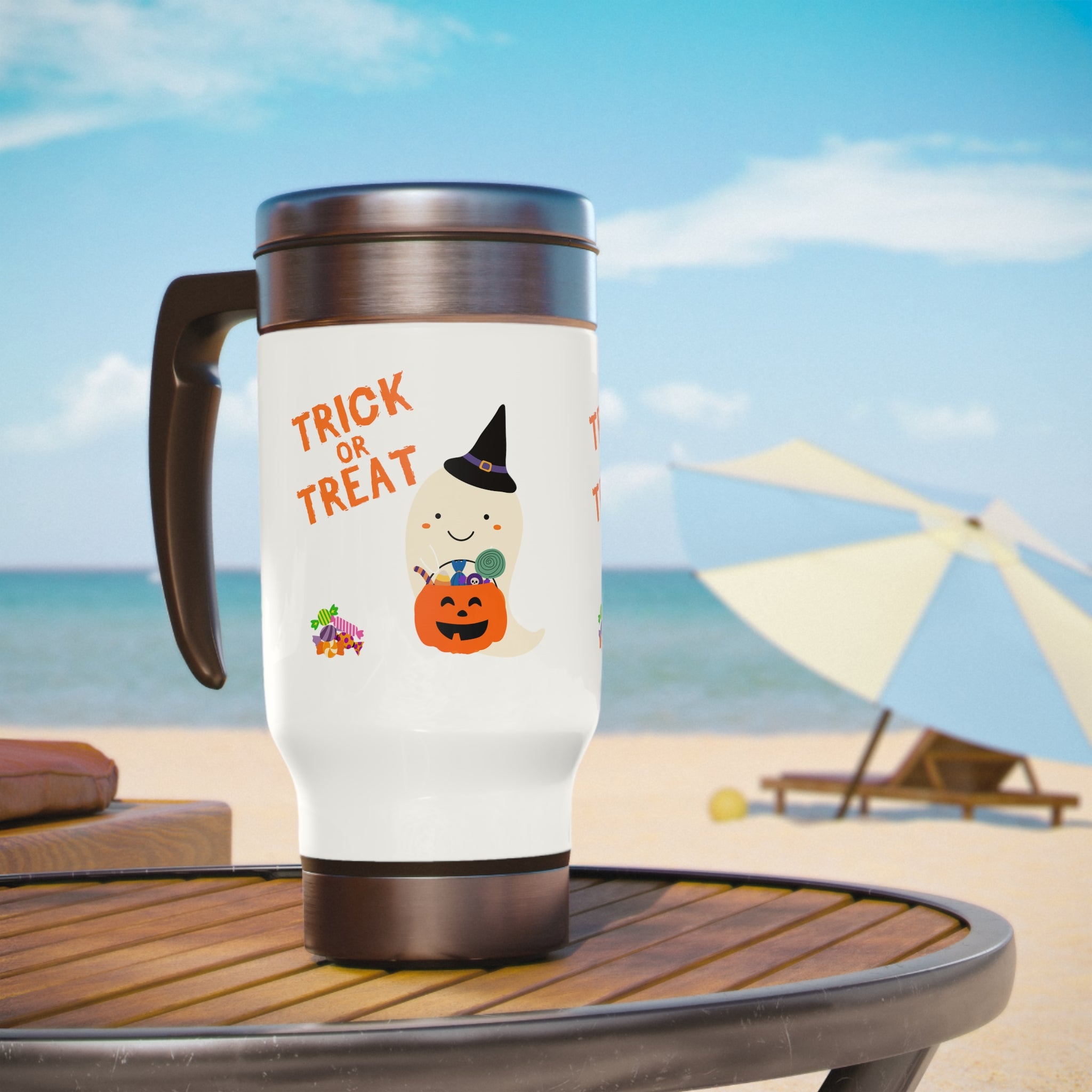 Trick or Treat Stainless Steel Travel Mug with Handle, 14oz