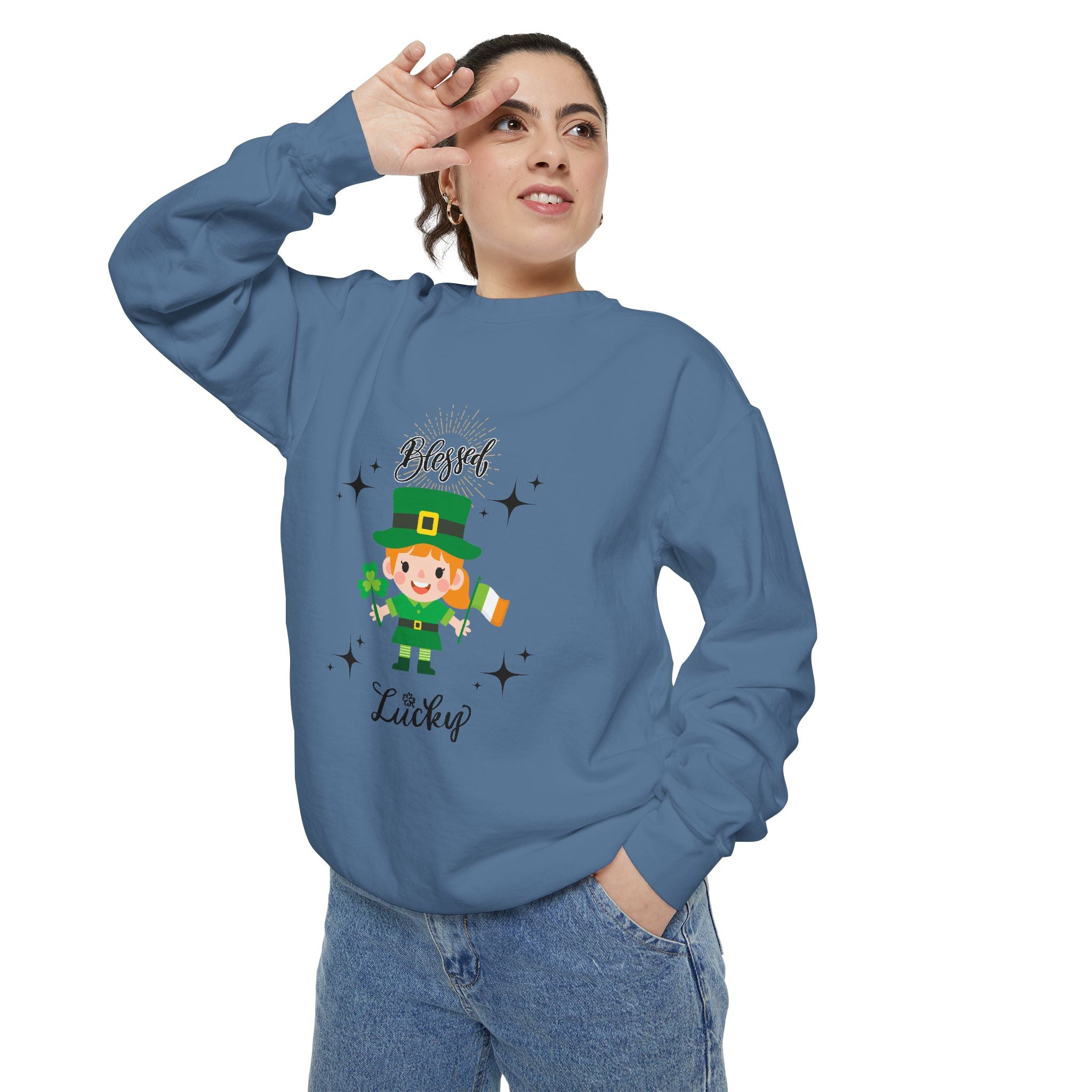 Blessed & Lucky Unisex Garment-Dyed Sweatshirt