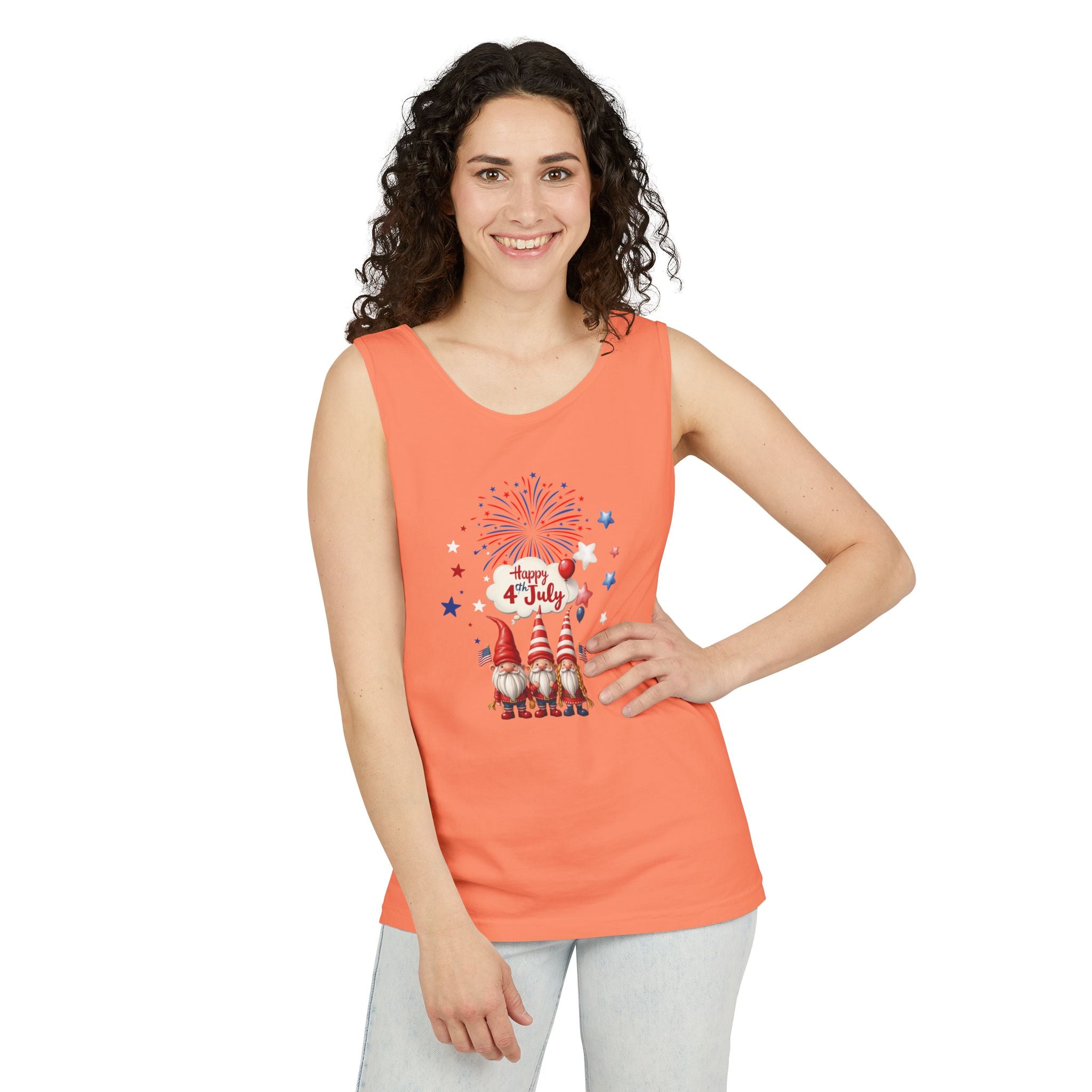 Gnome 4th of July Unisex Tank Top, Festive Holiday Apparel, Casual Independence Day Wear