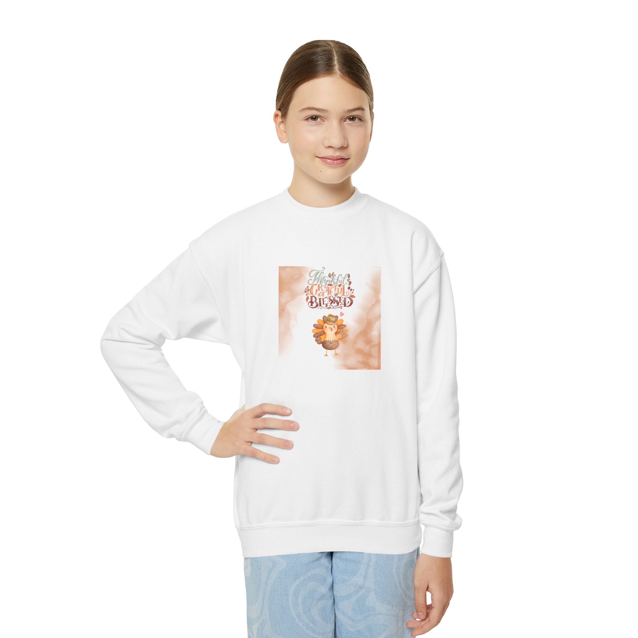 Thankful Grateful Blessed Youth Crewneck Sweatshirt