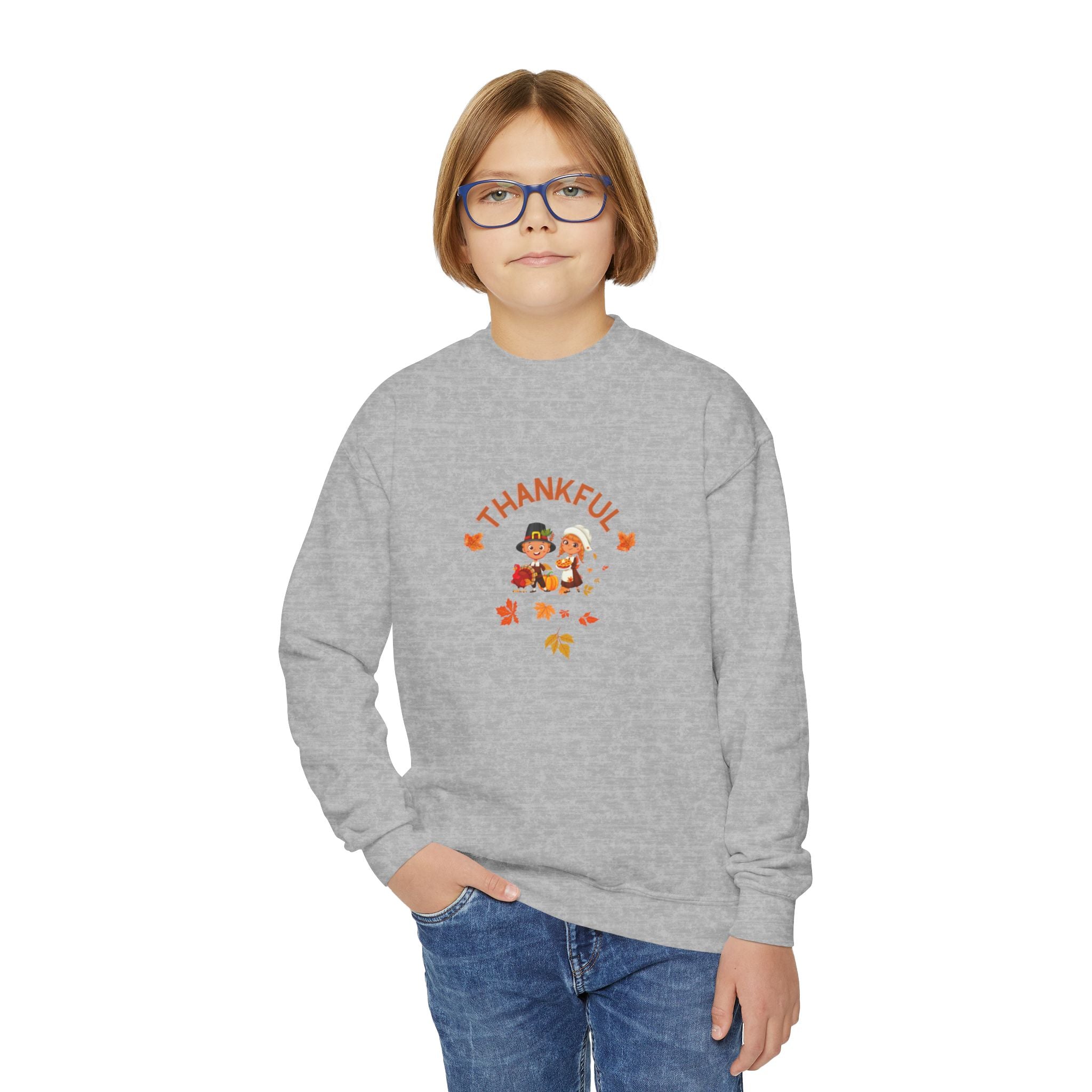 Pilgrims Turkey Day Youth Crewneck Sweatshirt