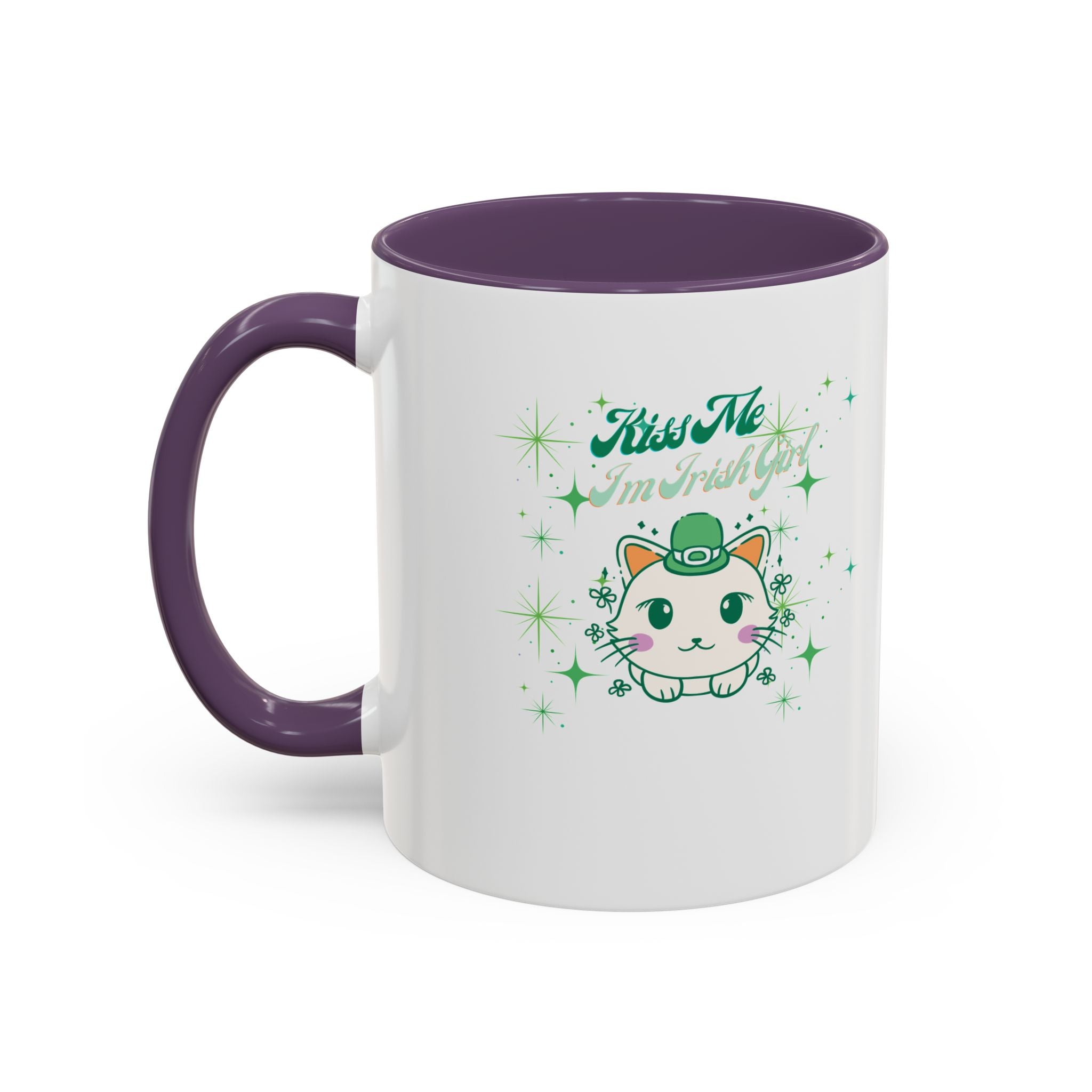 Kiss Me I'm Irish Cat  Accent Mug