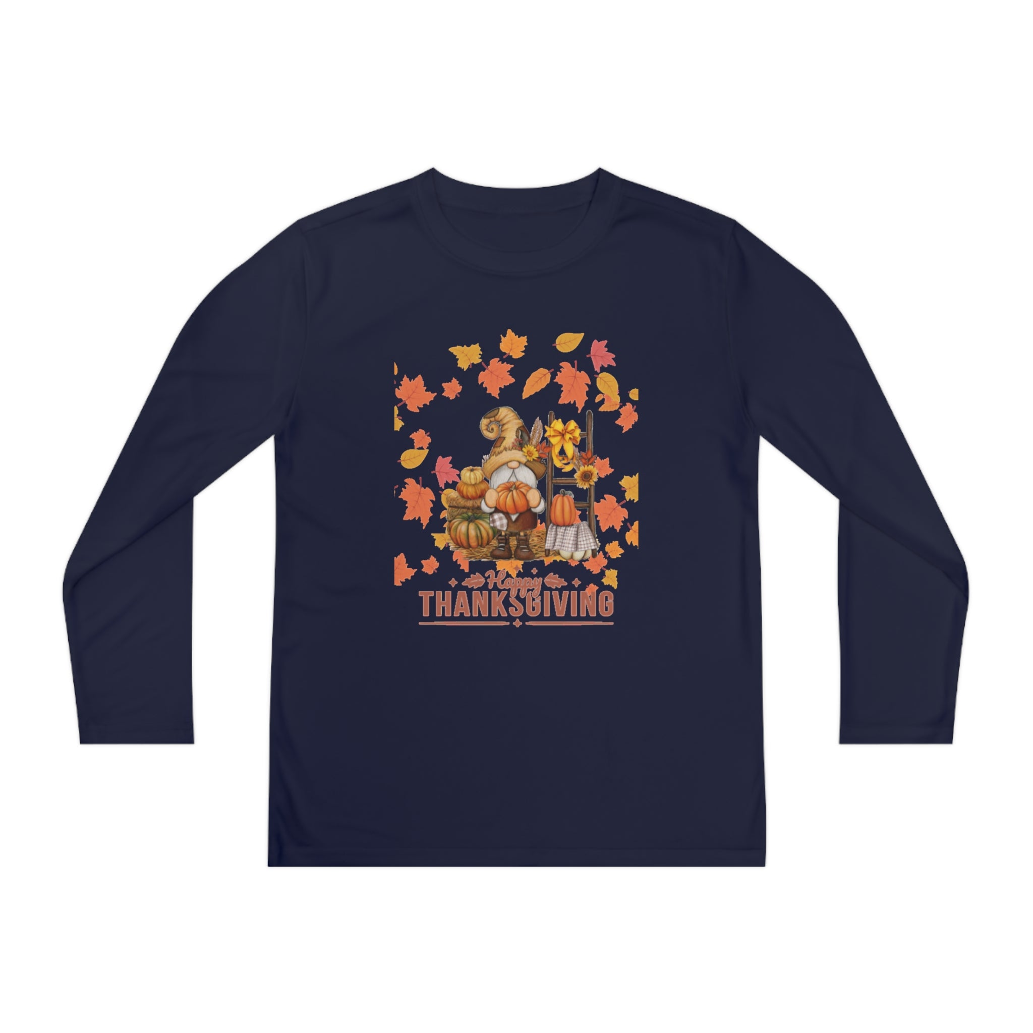 Gnome Happy Thanksgiving Youth Long Sleeve Competitor Tee
