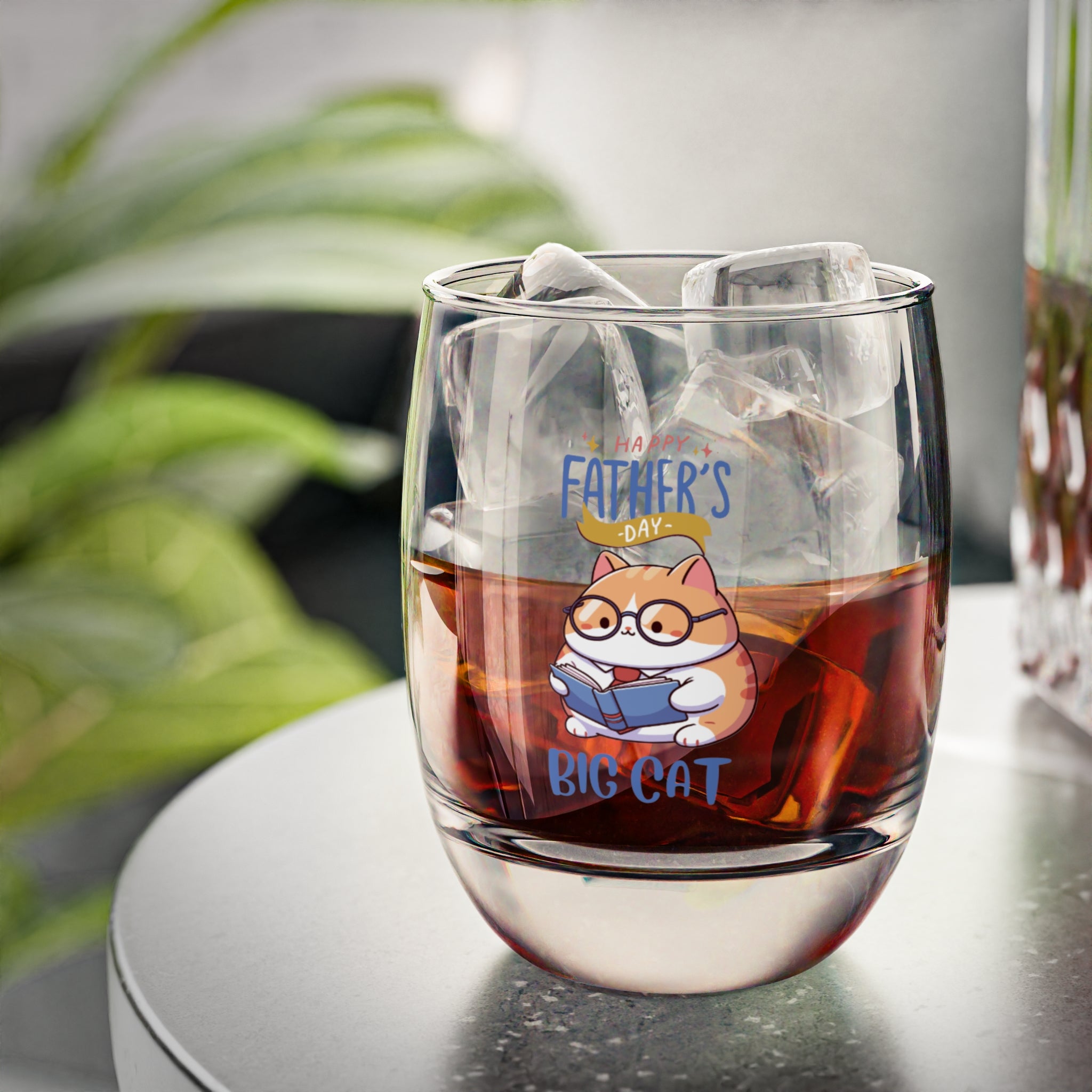 Happy Father's Day Big Cat Whiskey Glass