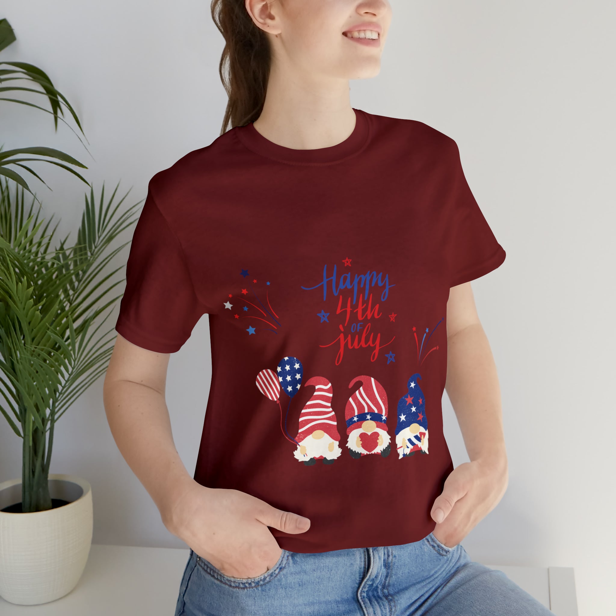 Happy 4th Of July Gnome Unisex Jersey Short Sleeve Tee