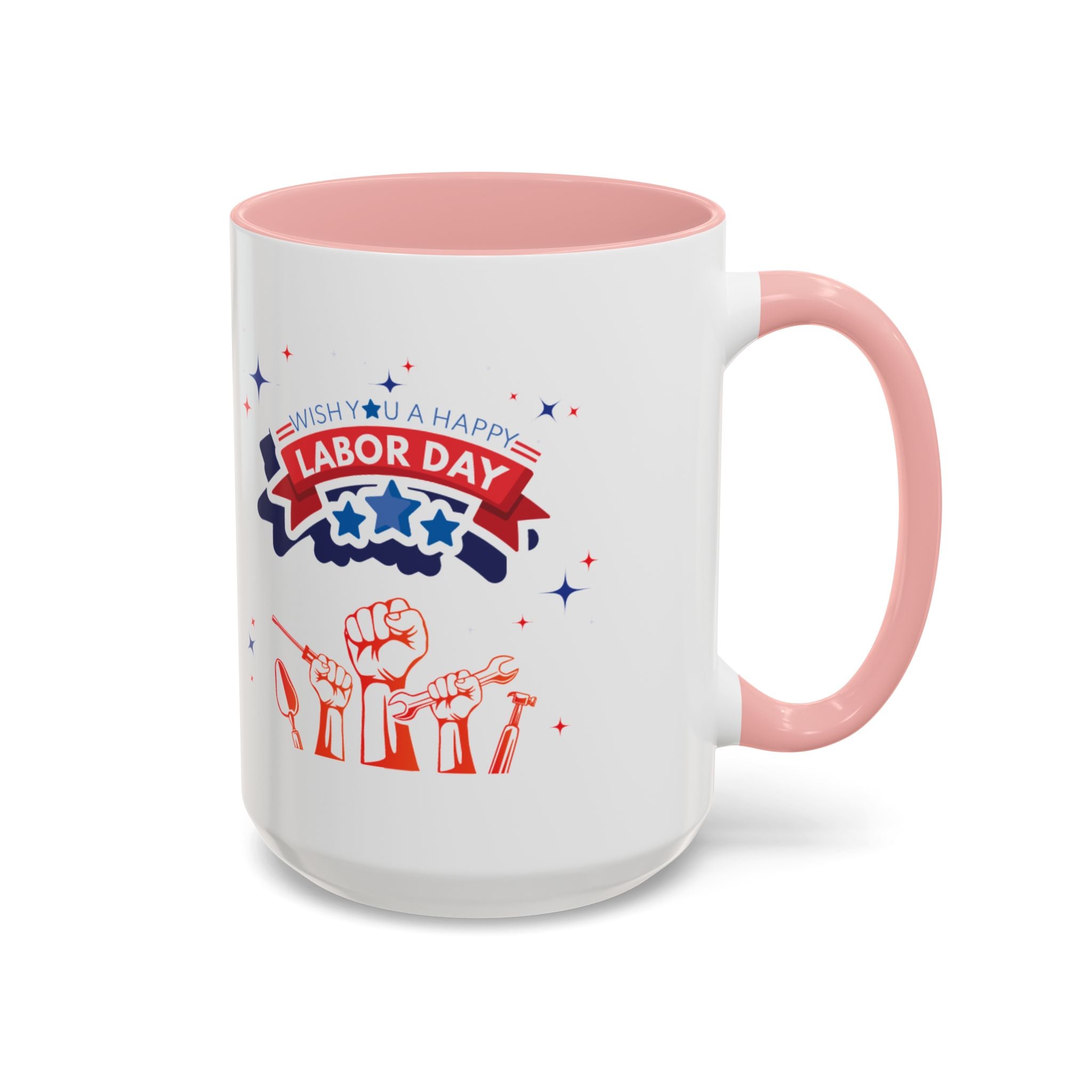 Wish U A Happy Labor Day Accent Coffee Mug (11, 15oz)