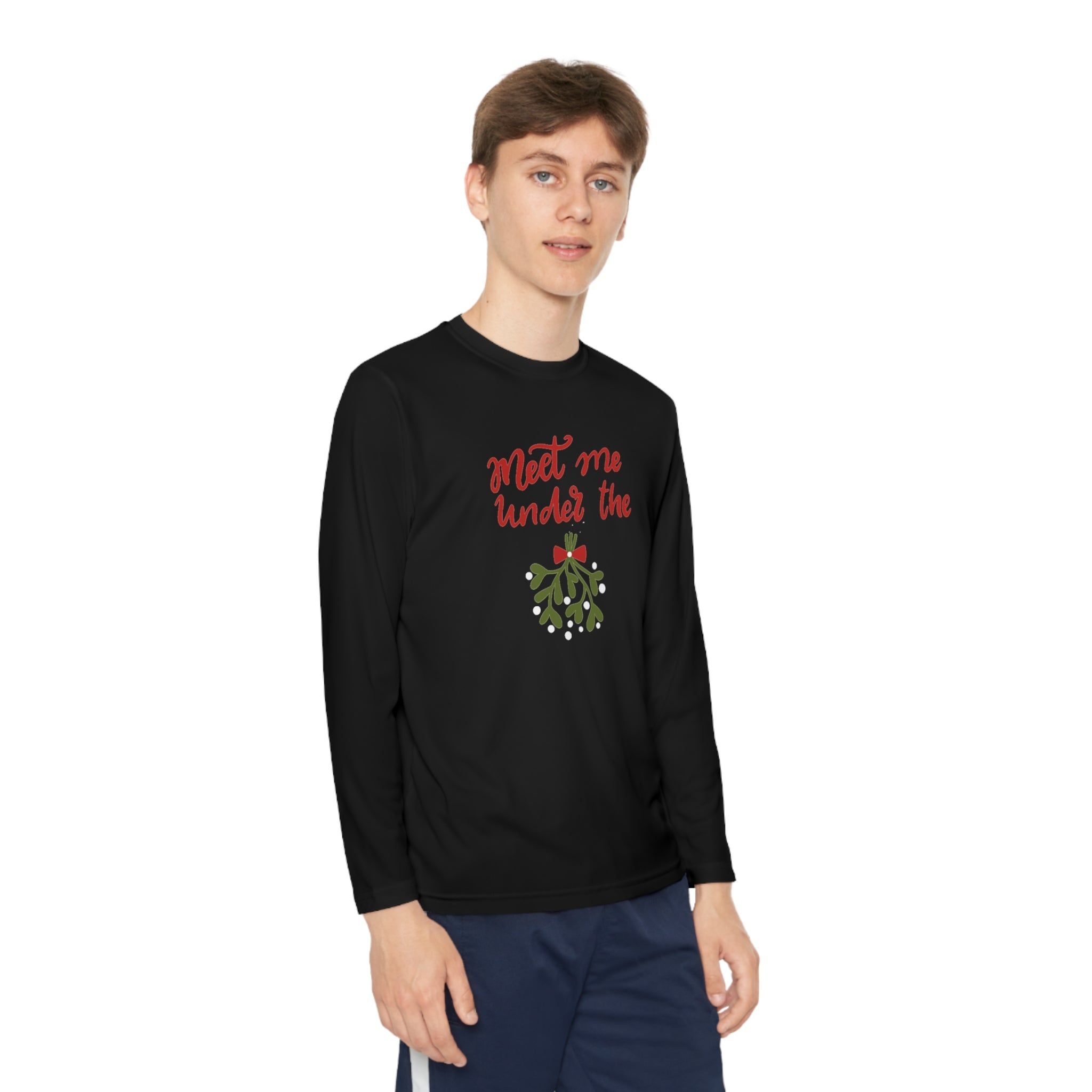 Meet Me Under The Mistletoe Youth Long Sleeve Competitor Tee