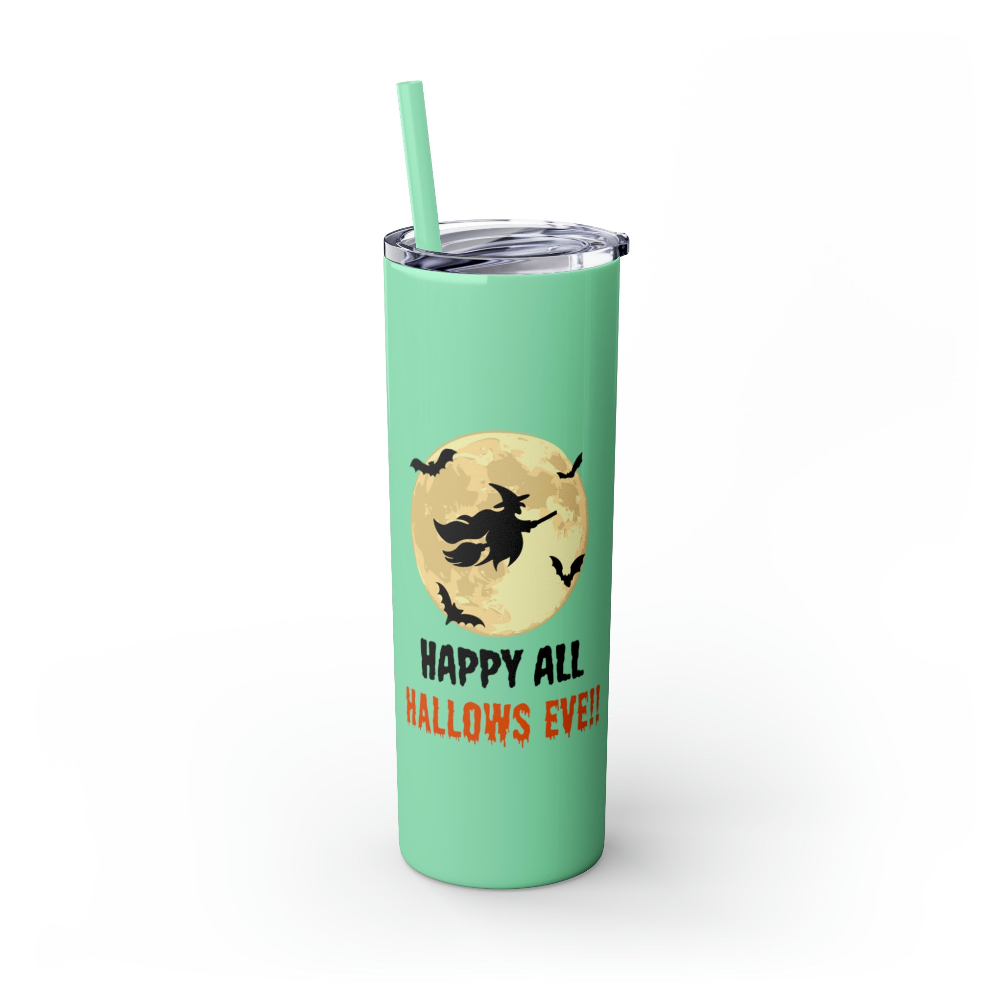Happy All Hallows Eve Skinny Tumbler with Straw, 20oz