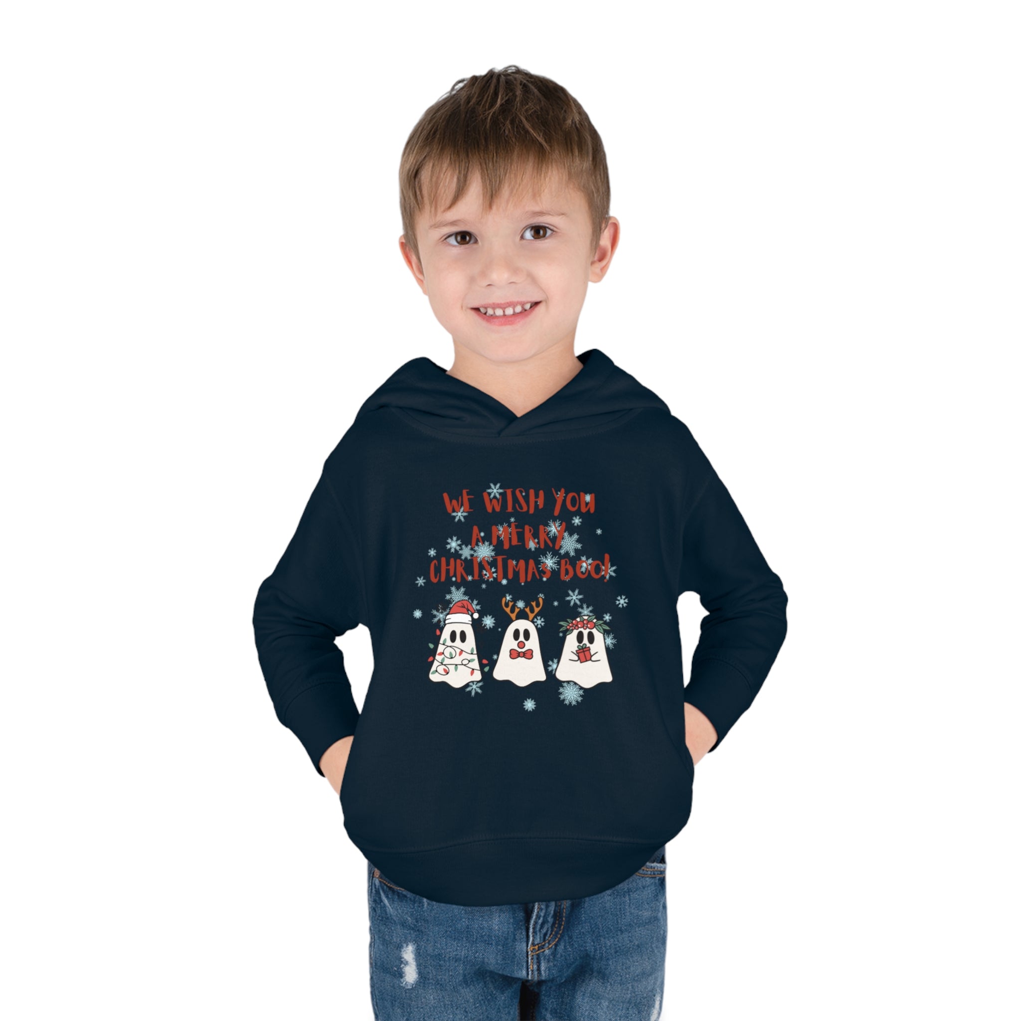 We Wish You A Merry Christmas Boo Toddler Pullover Fleece Hoodie