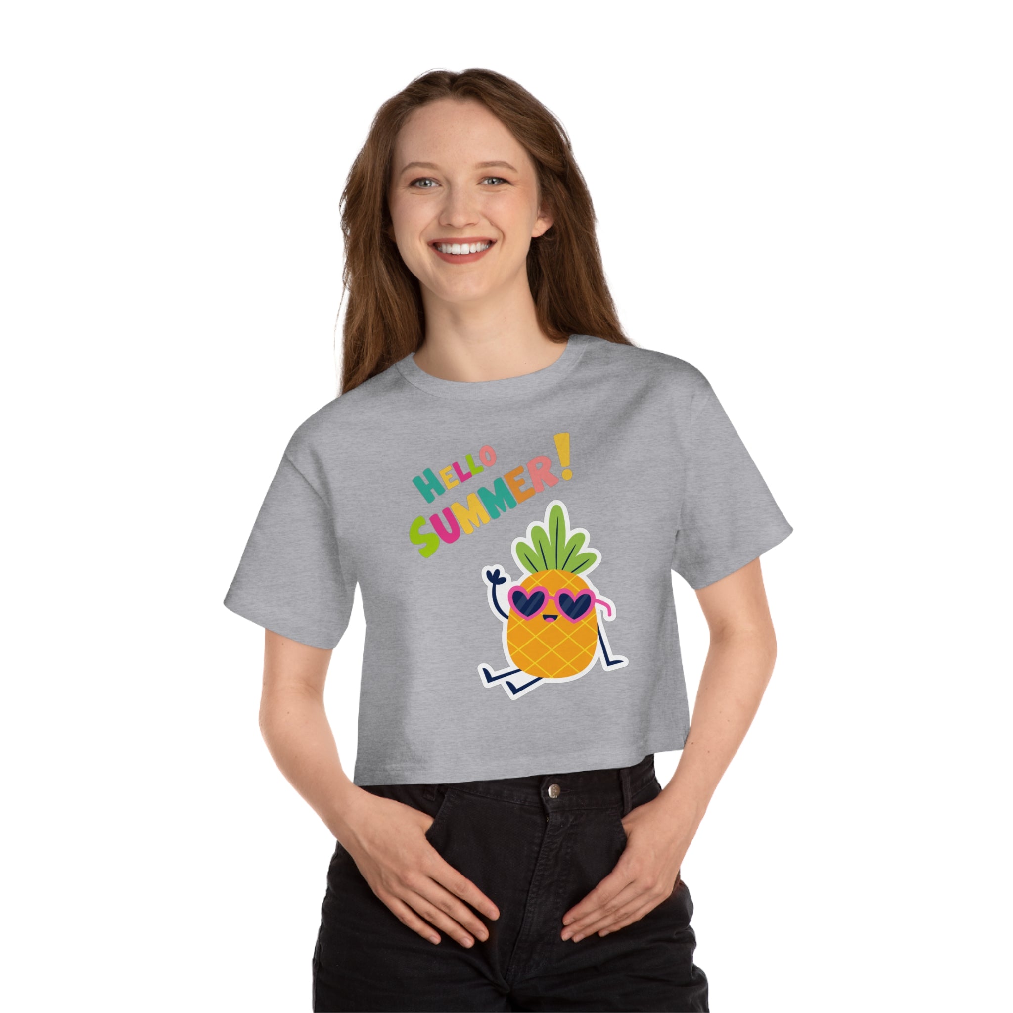 Hello Pineapple Summer Champion Women's Heritage Cropped T-Shirt