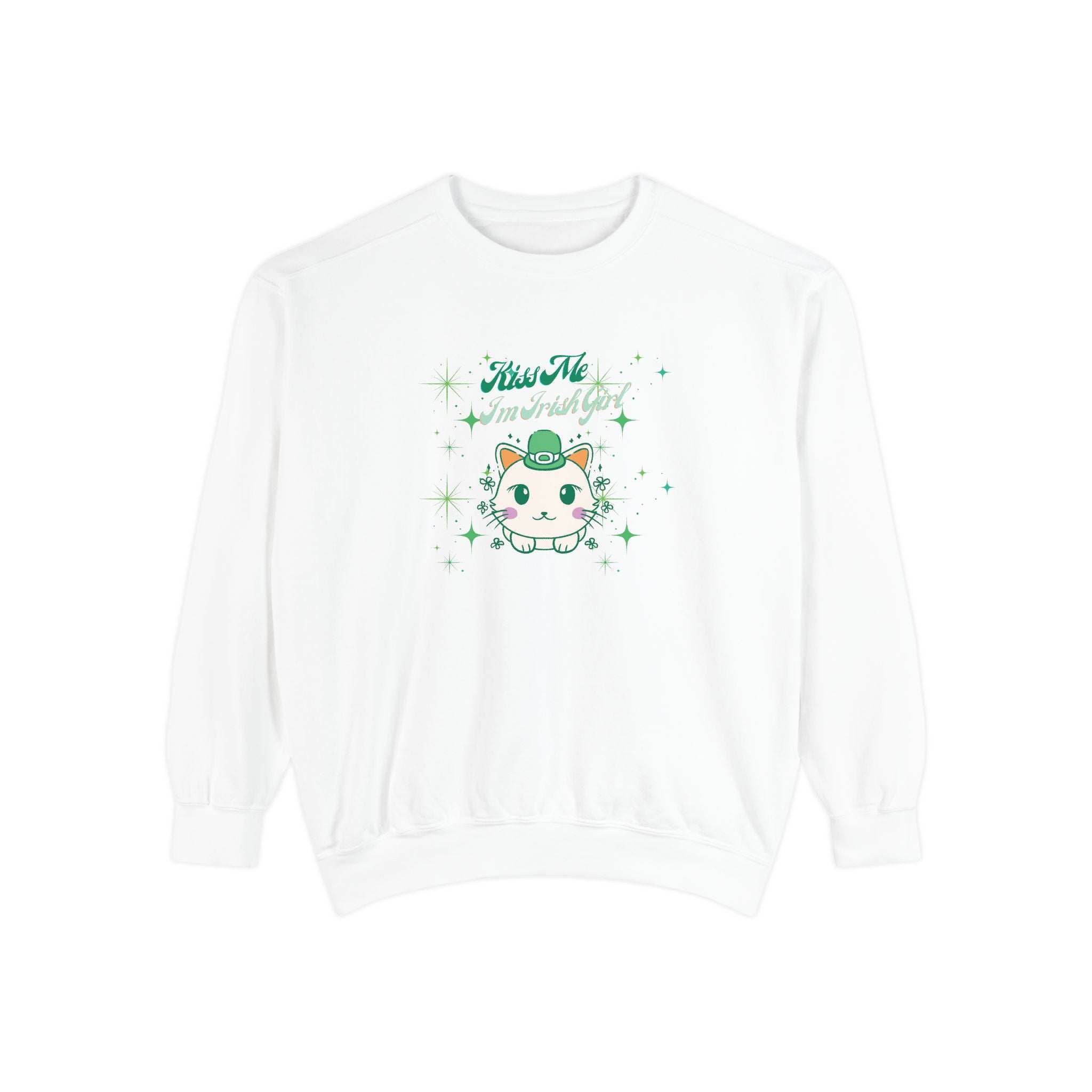 Kiss Me I'm Irish Cat Garment-Dyed Sweatshirt