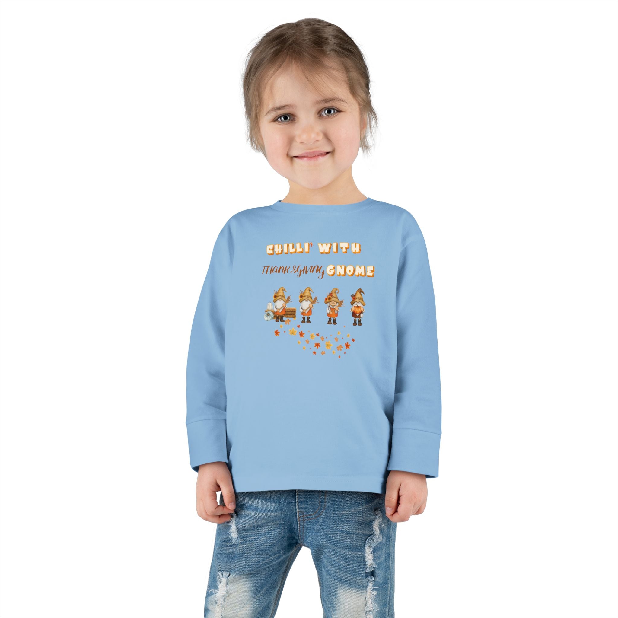 Chilli' With Thanksgiving Gnome Toddler Long Sleeve Tee