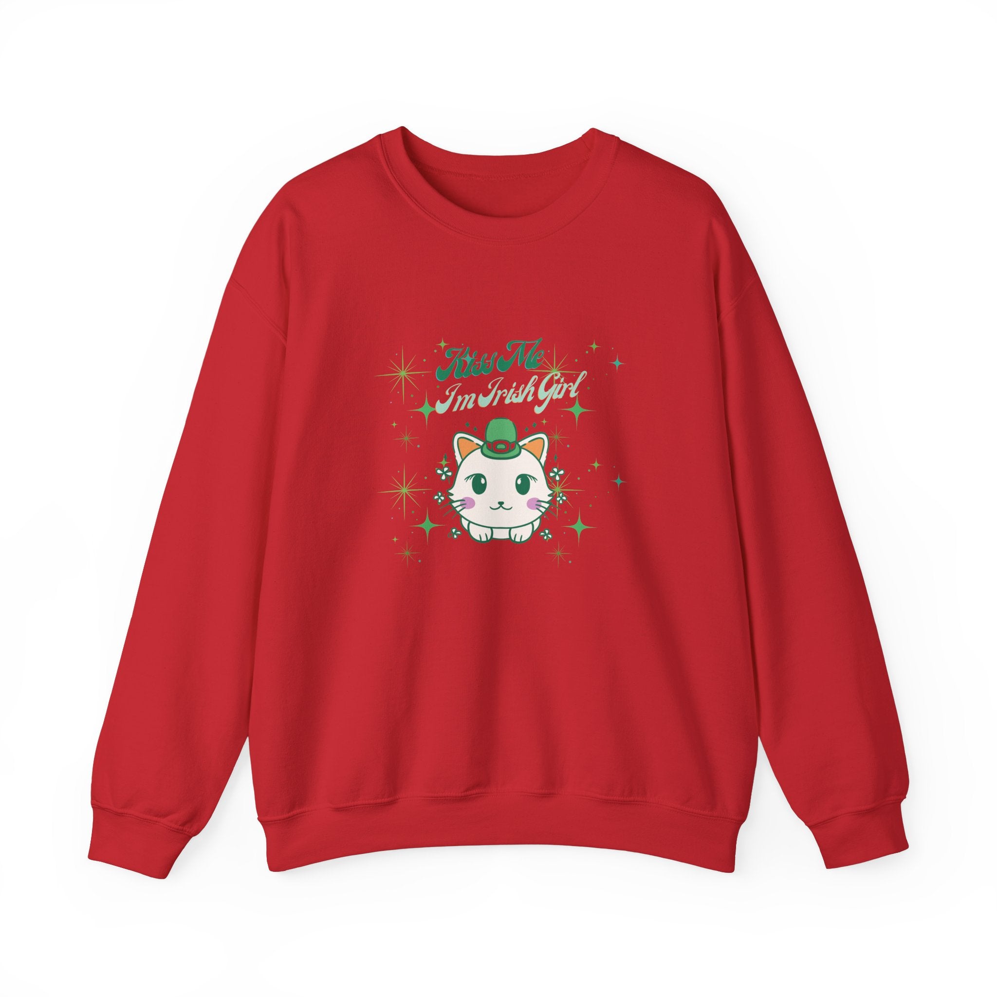 Kiss Me I'm Irish Cat Crewneck Sweatshirt - Unisex Heavy Blend™