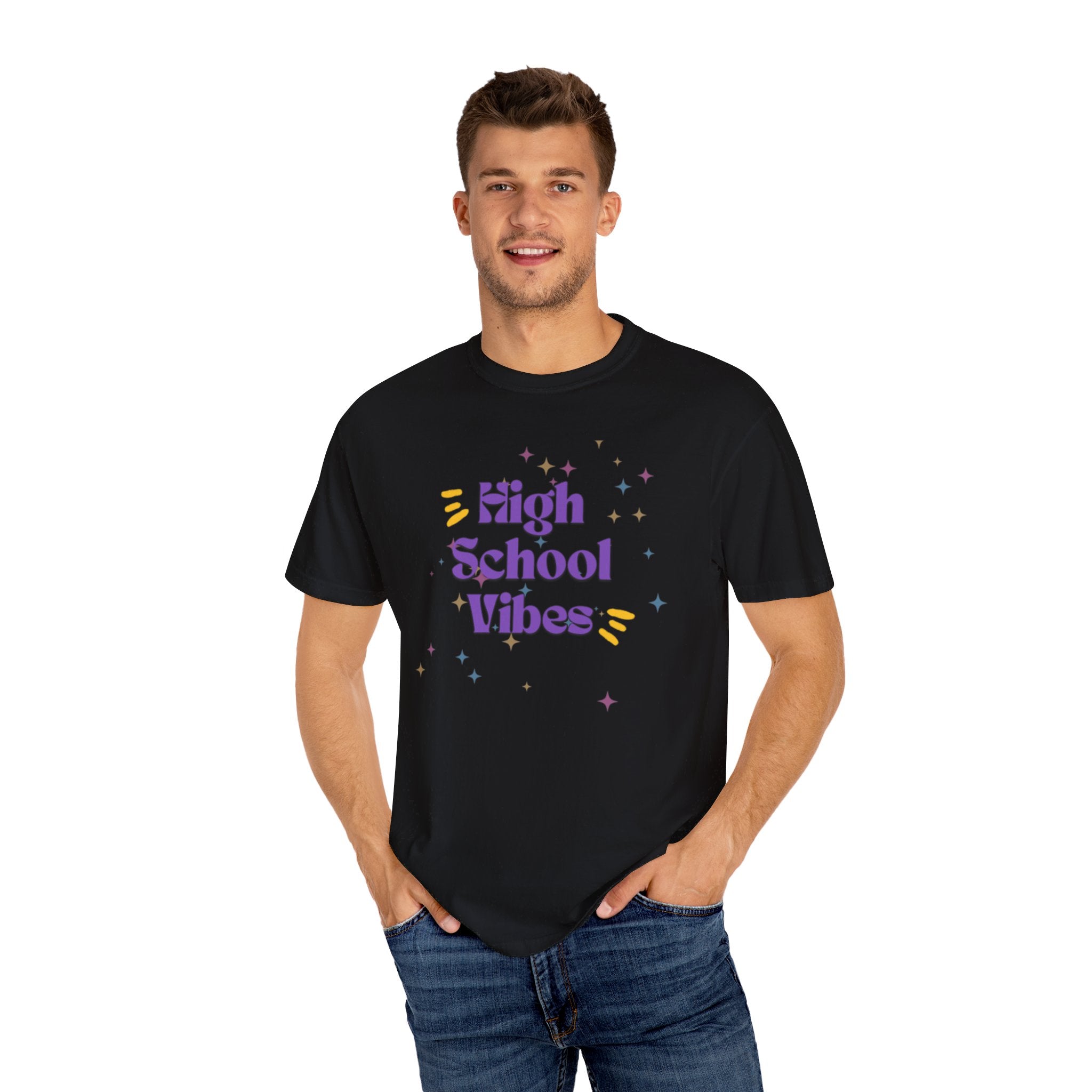 High School Vibes Unisex Garment-Dyed T-shirt