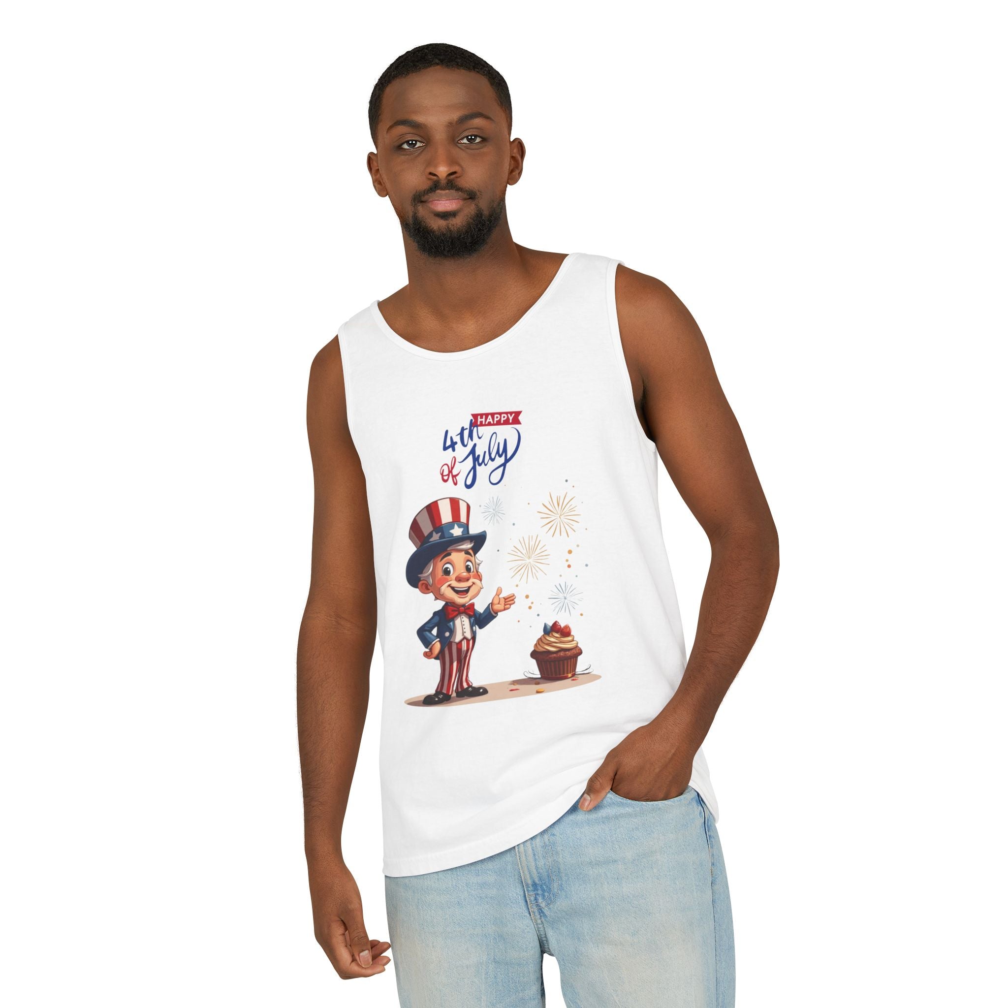 Uncle Sam Happy 4th of July Tank Top Unisex Sleeveless Shirt