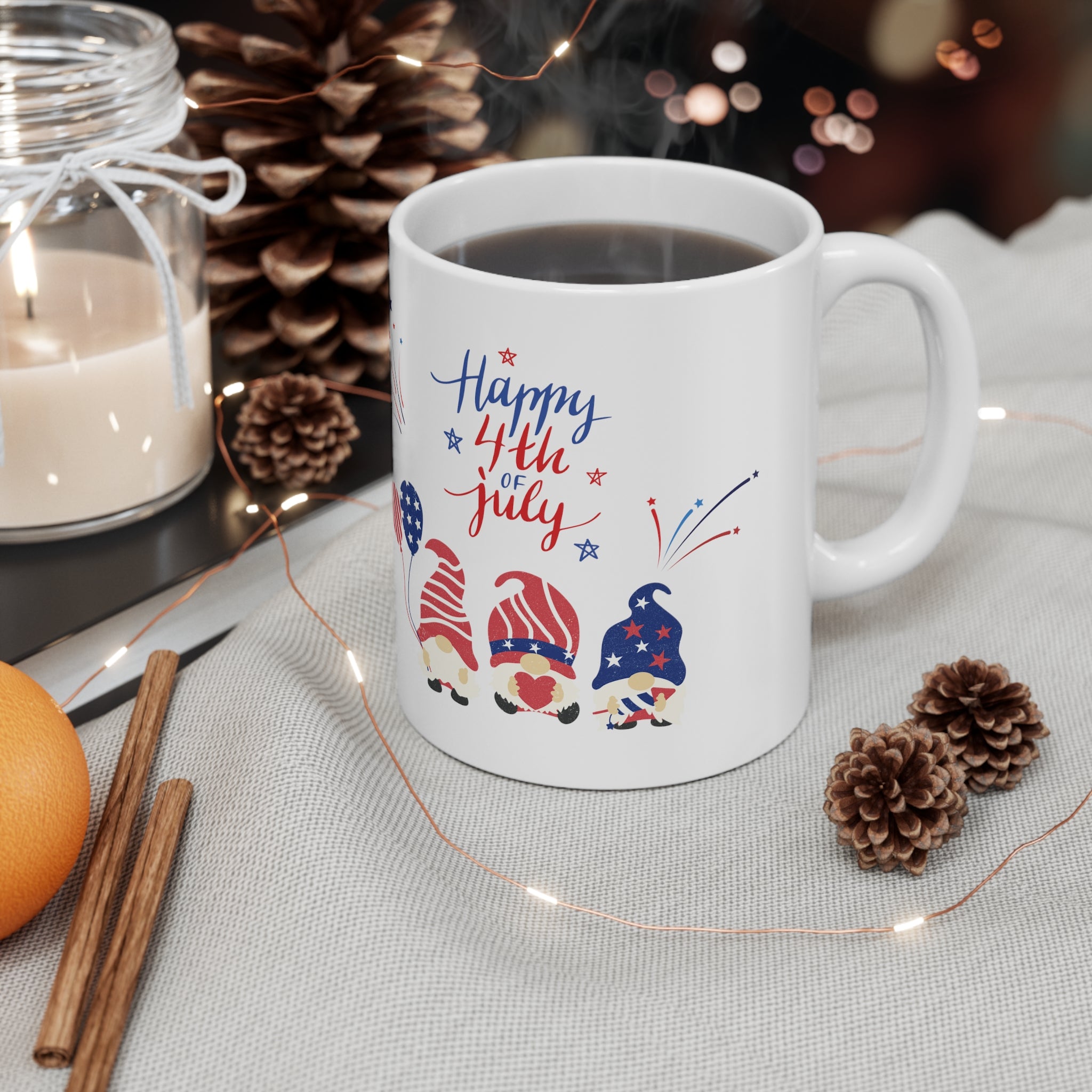 Happy 4th Of July Gnome Ceramic Mug 11oz