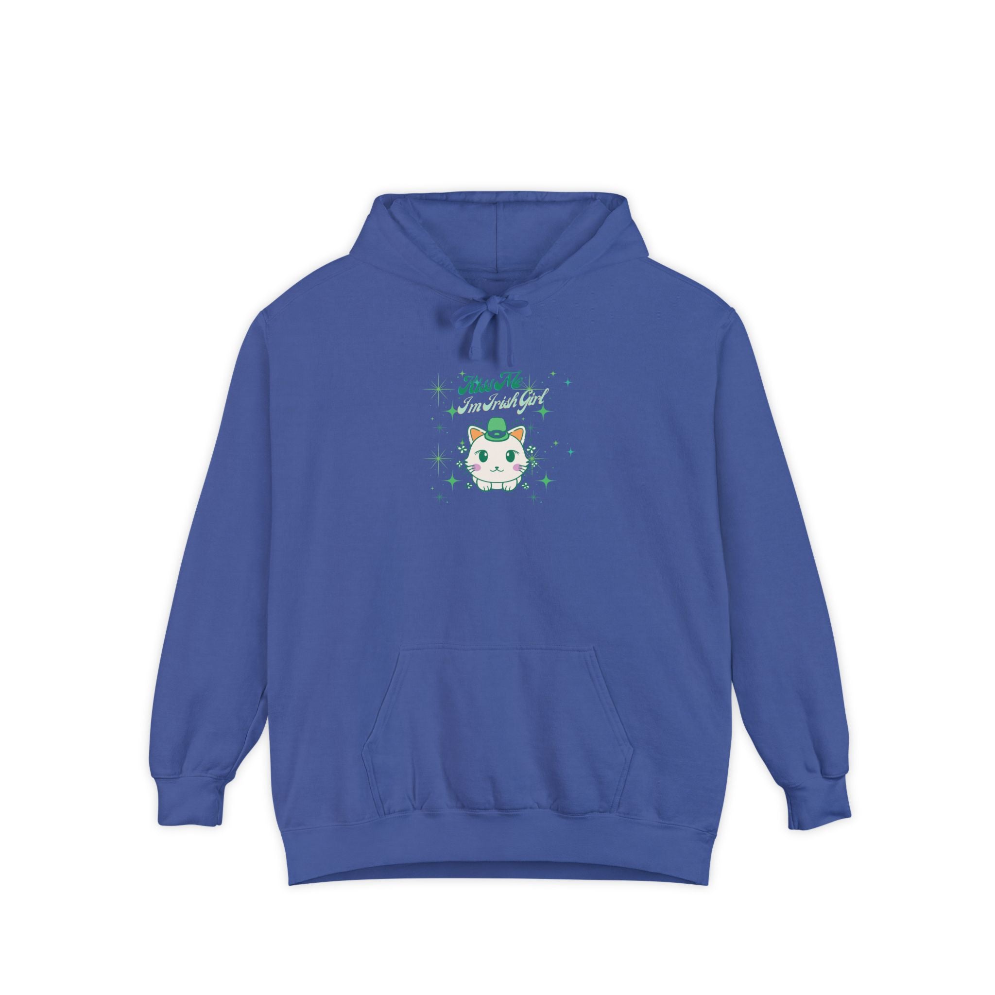 Kiss Me I'm Irish Cat Unisex Garment-Dyed Hoodie