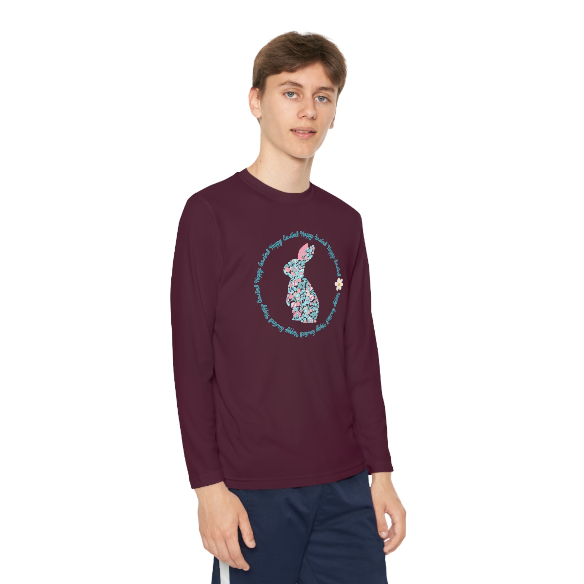 Happy Easter Rabbit Day Youth Long Sleeve Competitor Tee